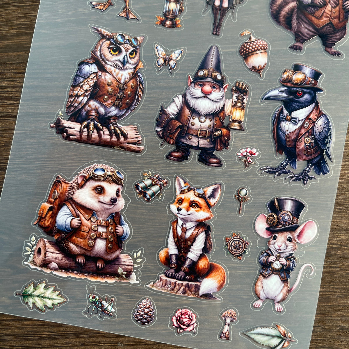 Full steampunk animal PET sticker sheet