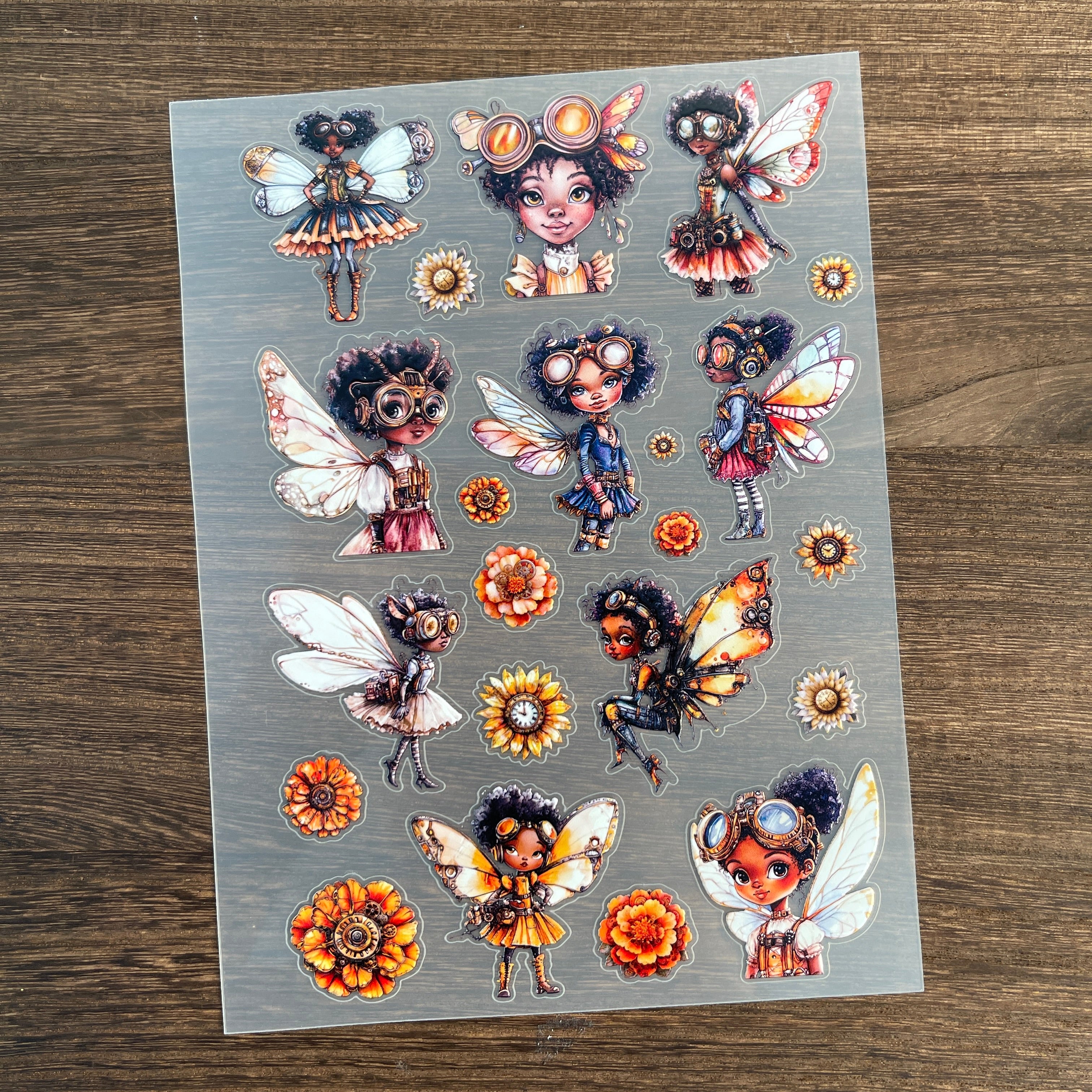 3D Steampunk girl PET Sticker 1 Pcs