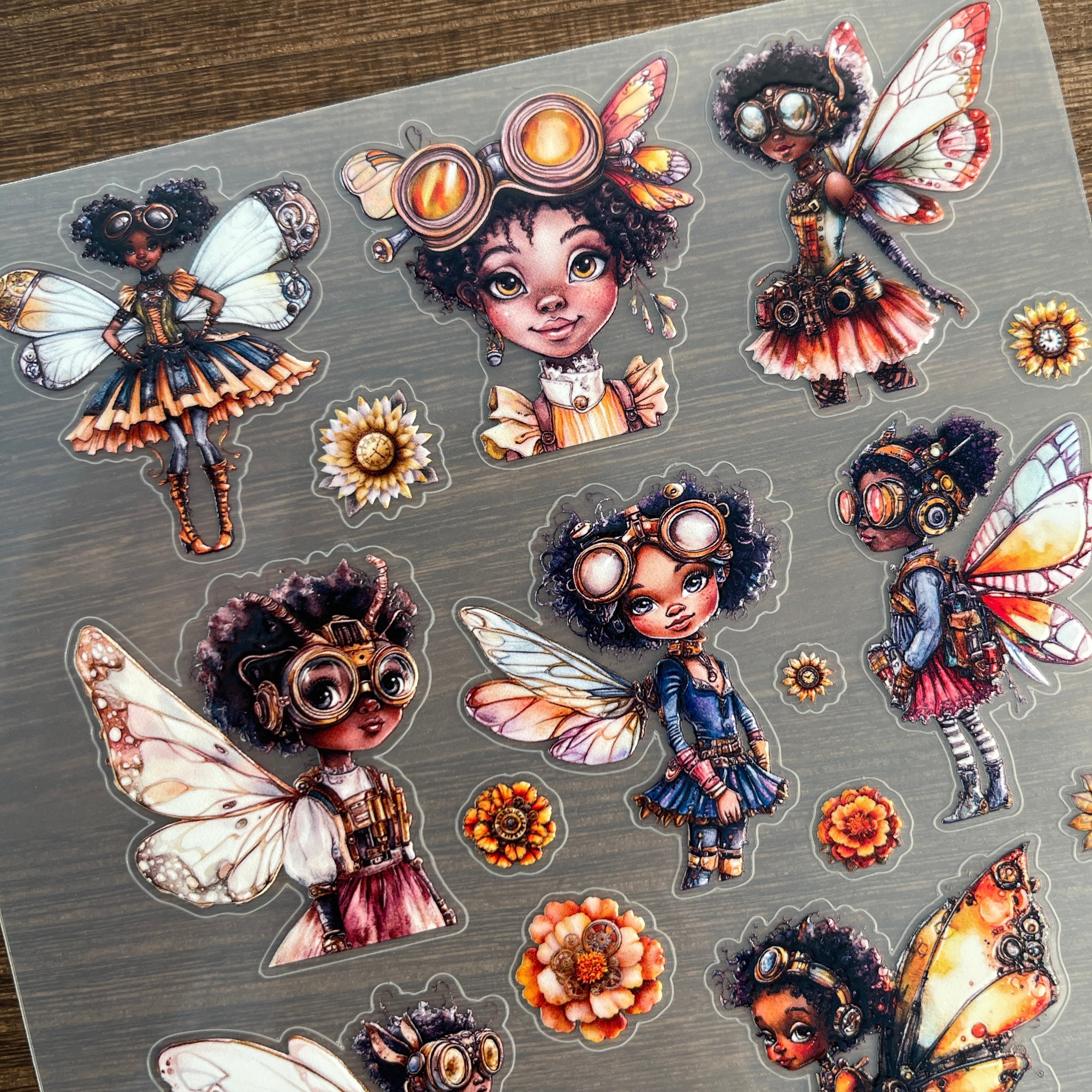 3D Steampunk girl PET Sticker 1 Pcs