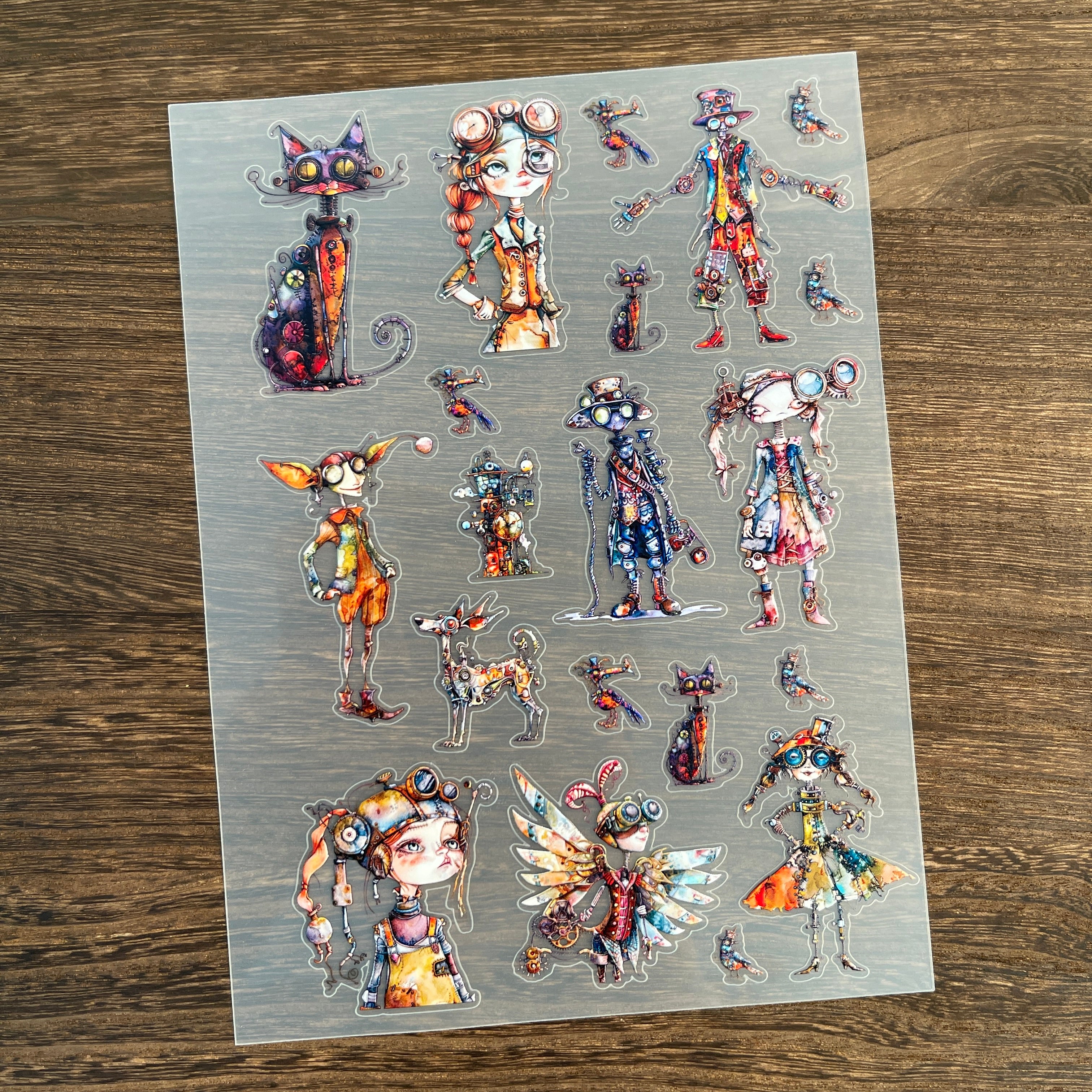 3D Quirky Steampunk PET Sticker 1 Pcs