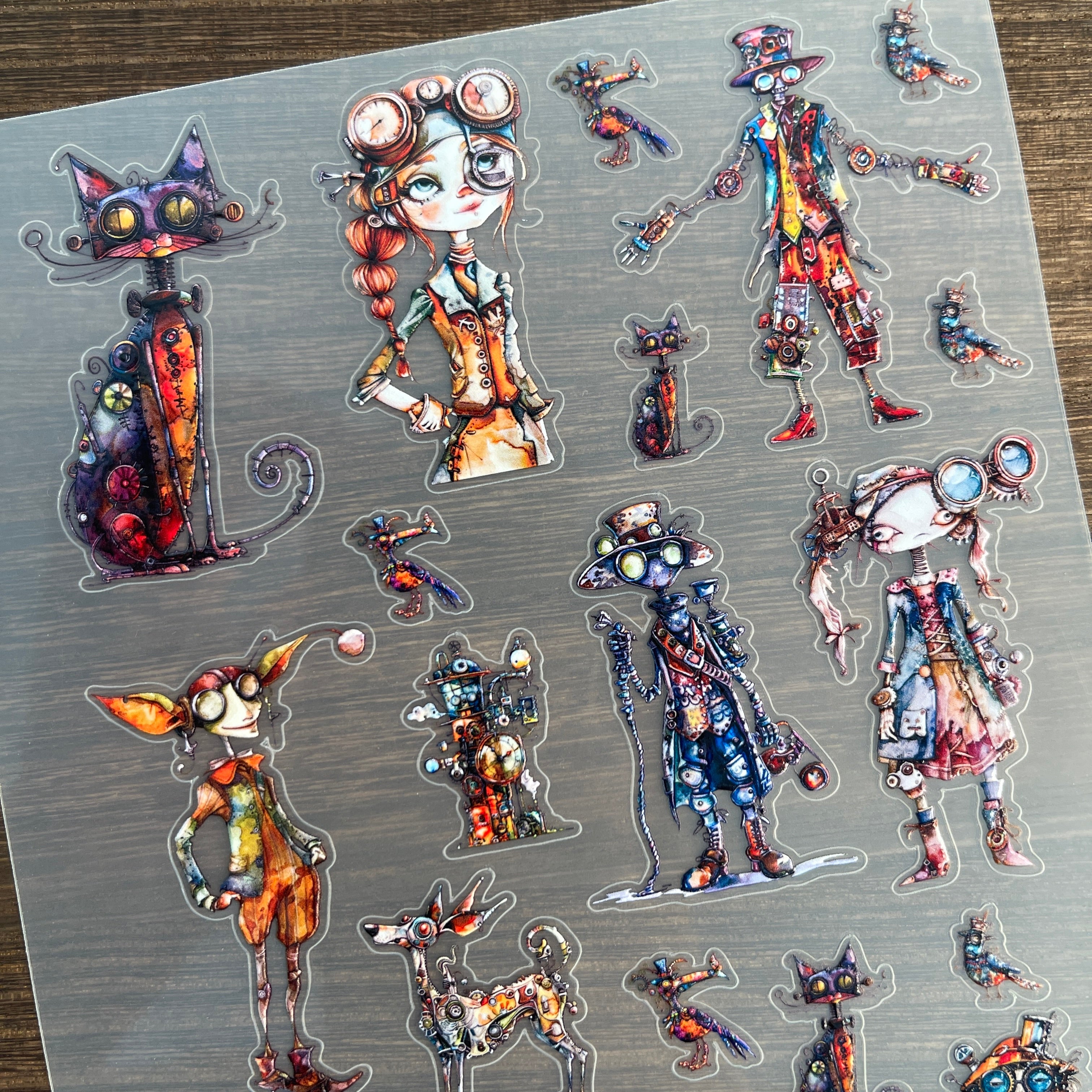 3D Quirky Steampunk PET Sticker 1 Pcs