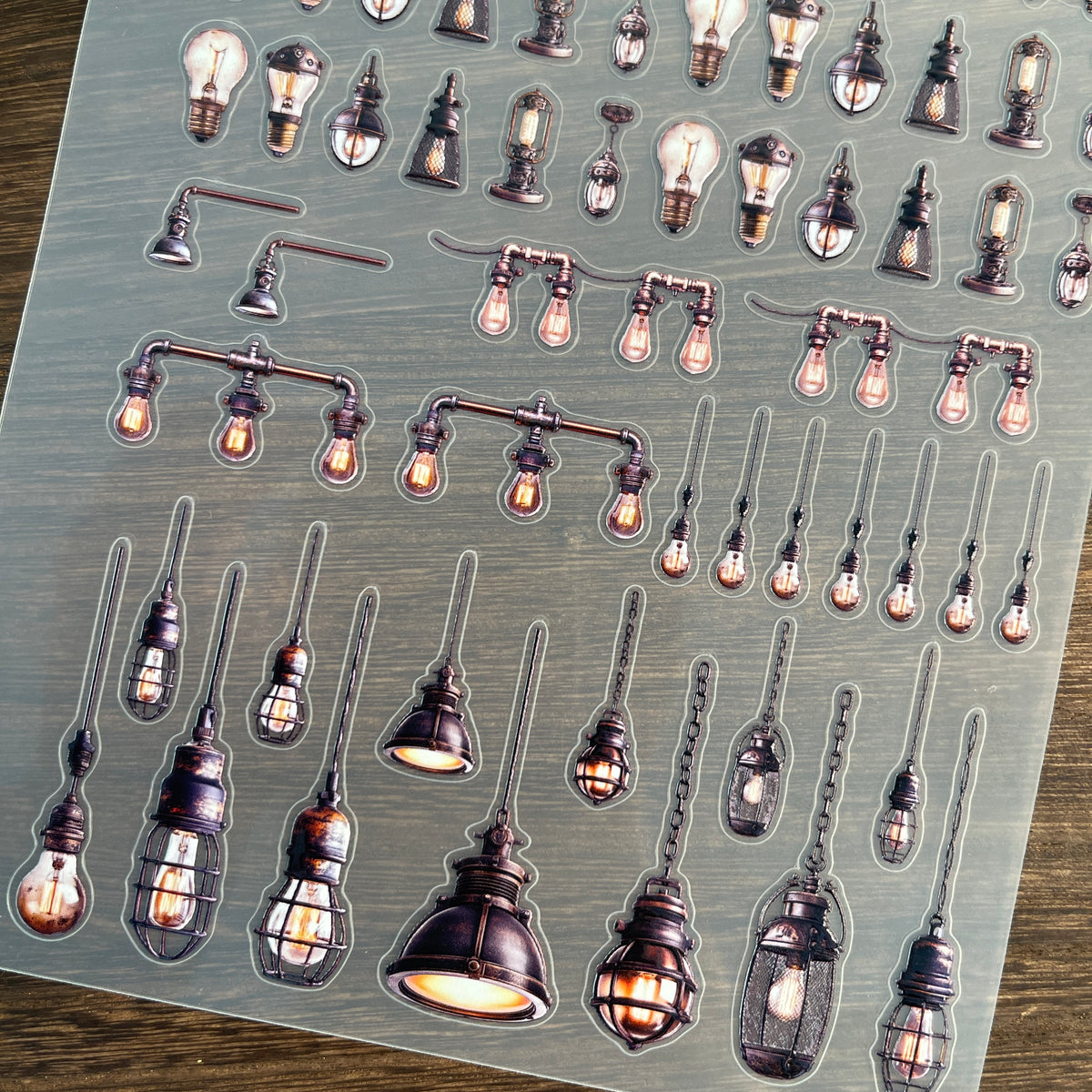 Full steampunk lamp PET sticker sheet