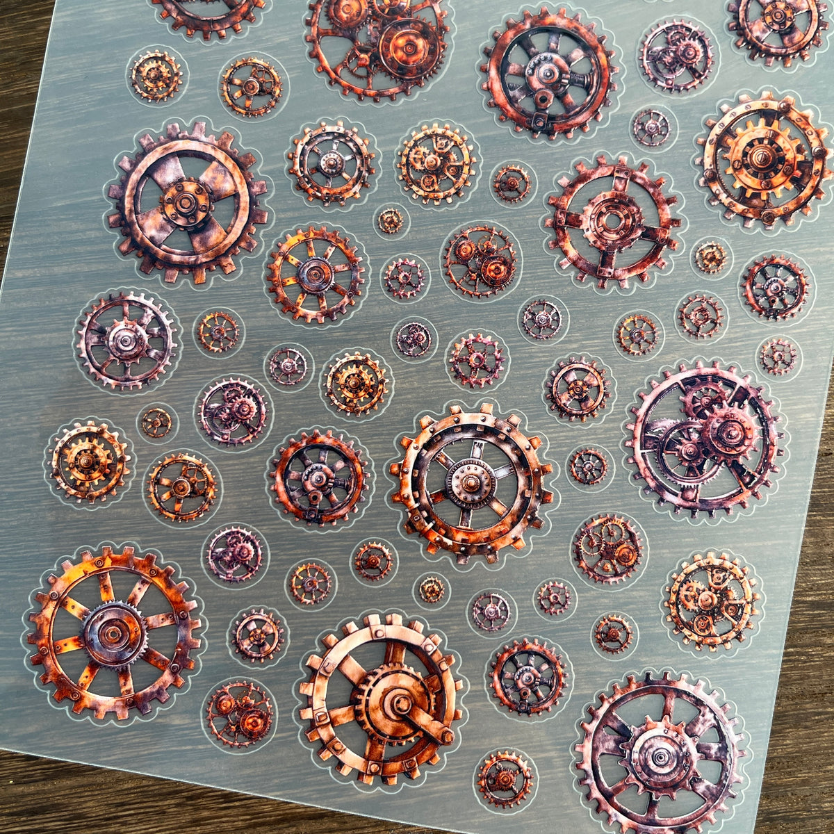 Full gear PET sticker sheet