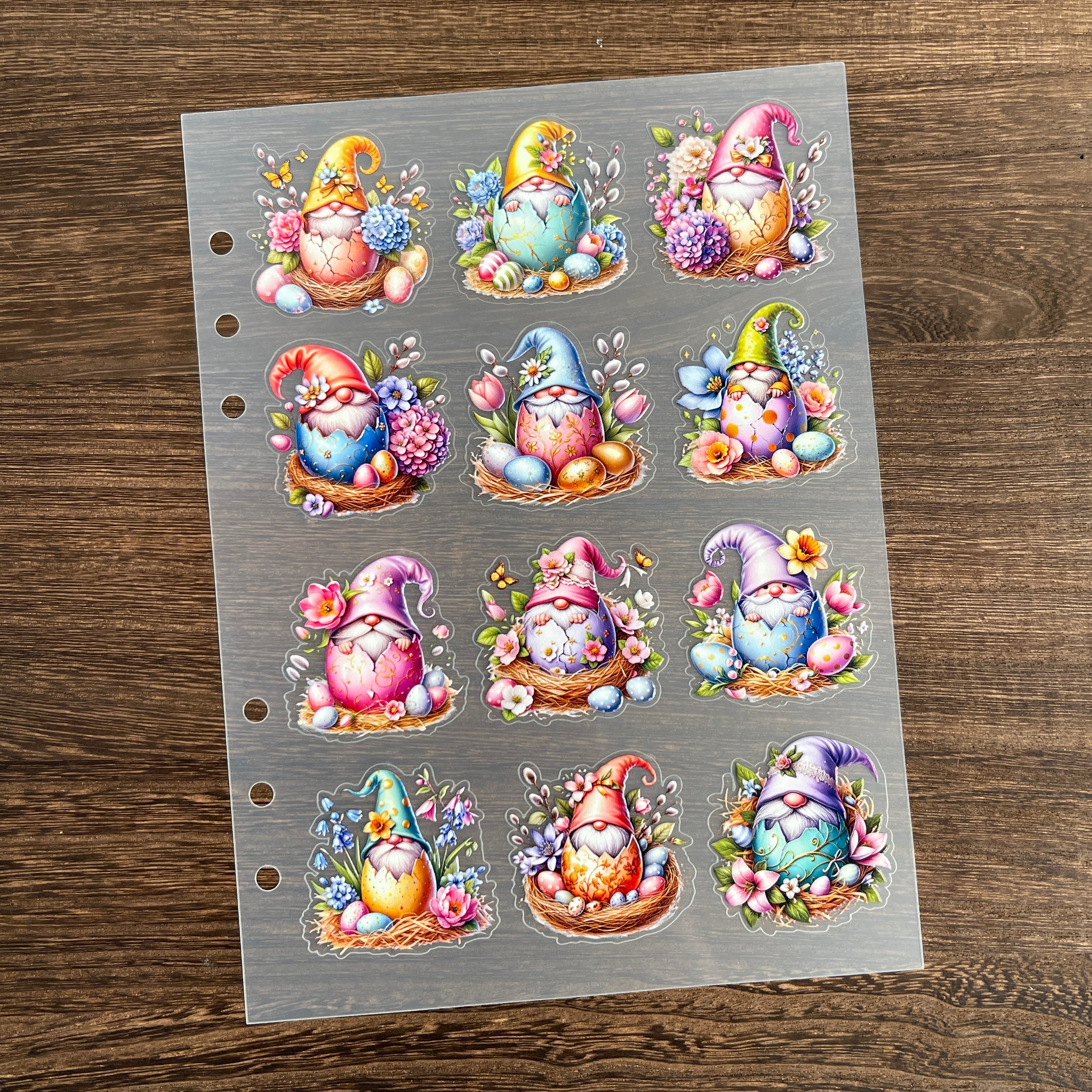 3D Easter Egg Gnome PET Sticker 1 Pcs