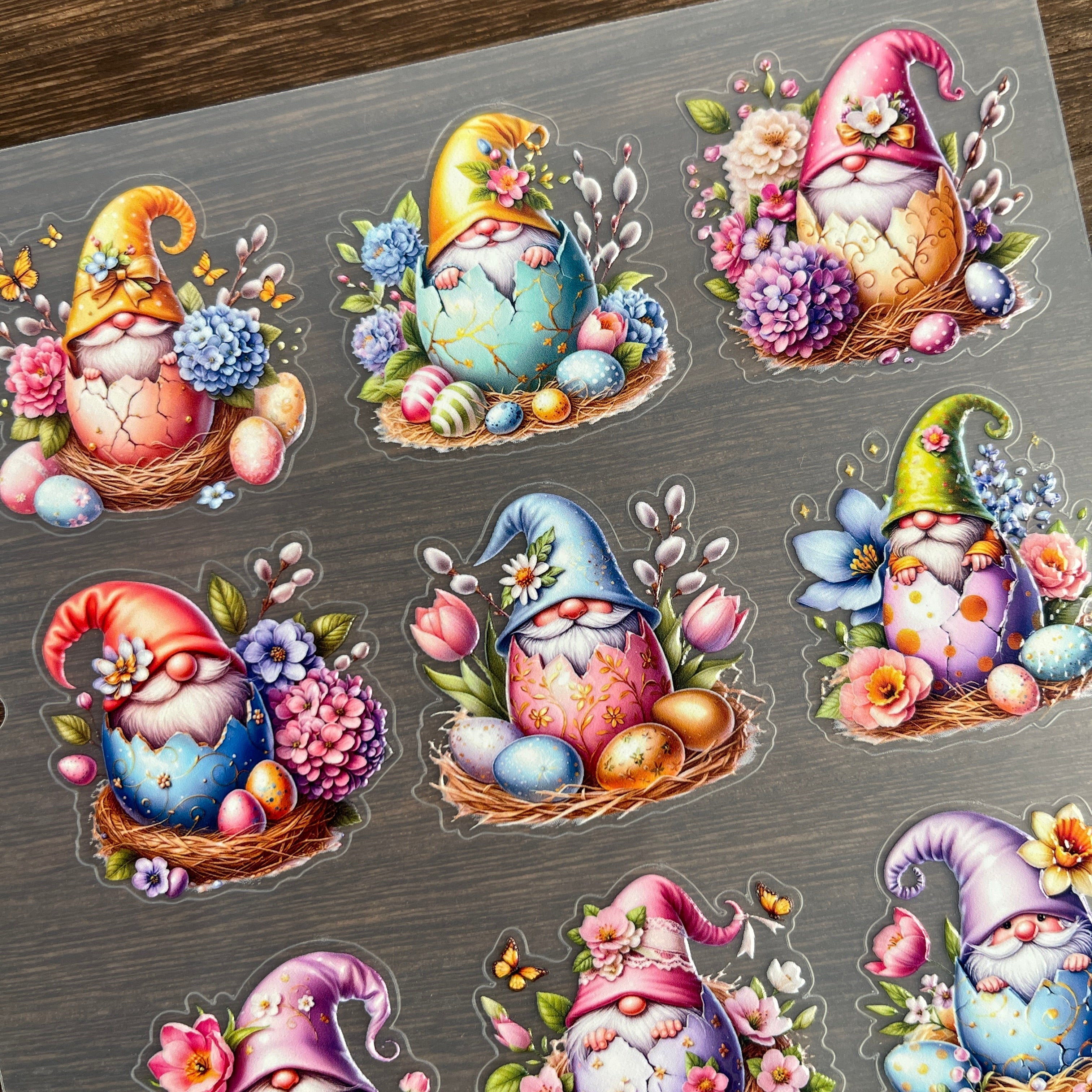 3D Easter Egg Gnome PET Sticker 1 Pcs