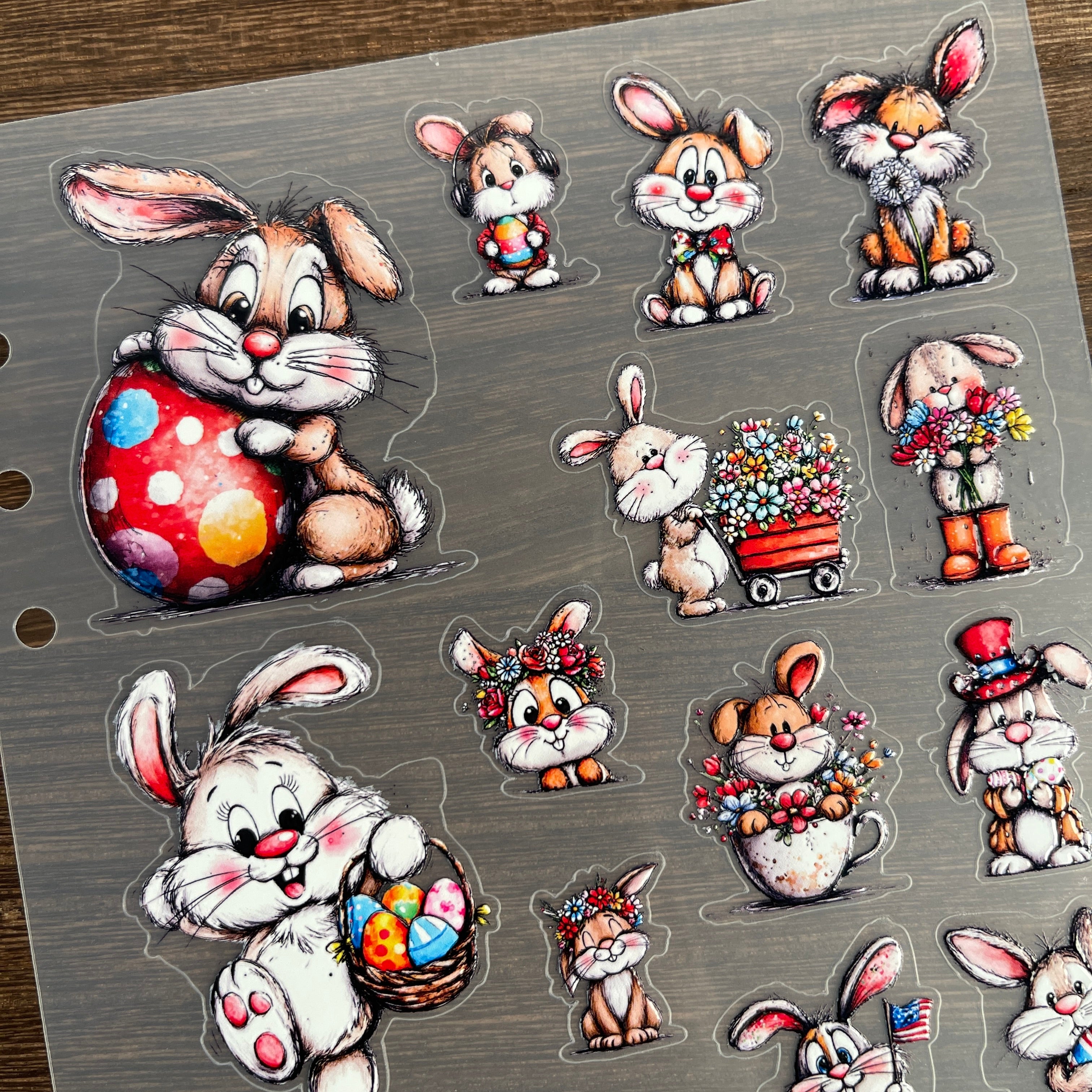 3D Easter Spring Bunny PET Sticker 1 Pcs