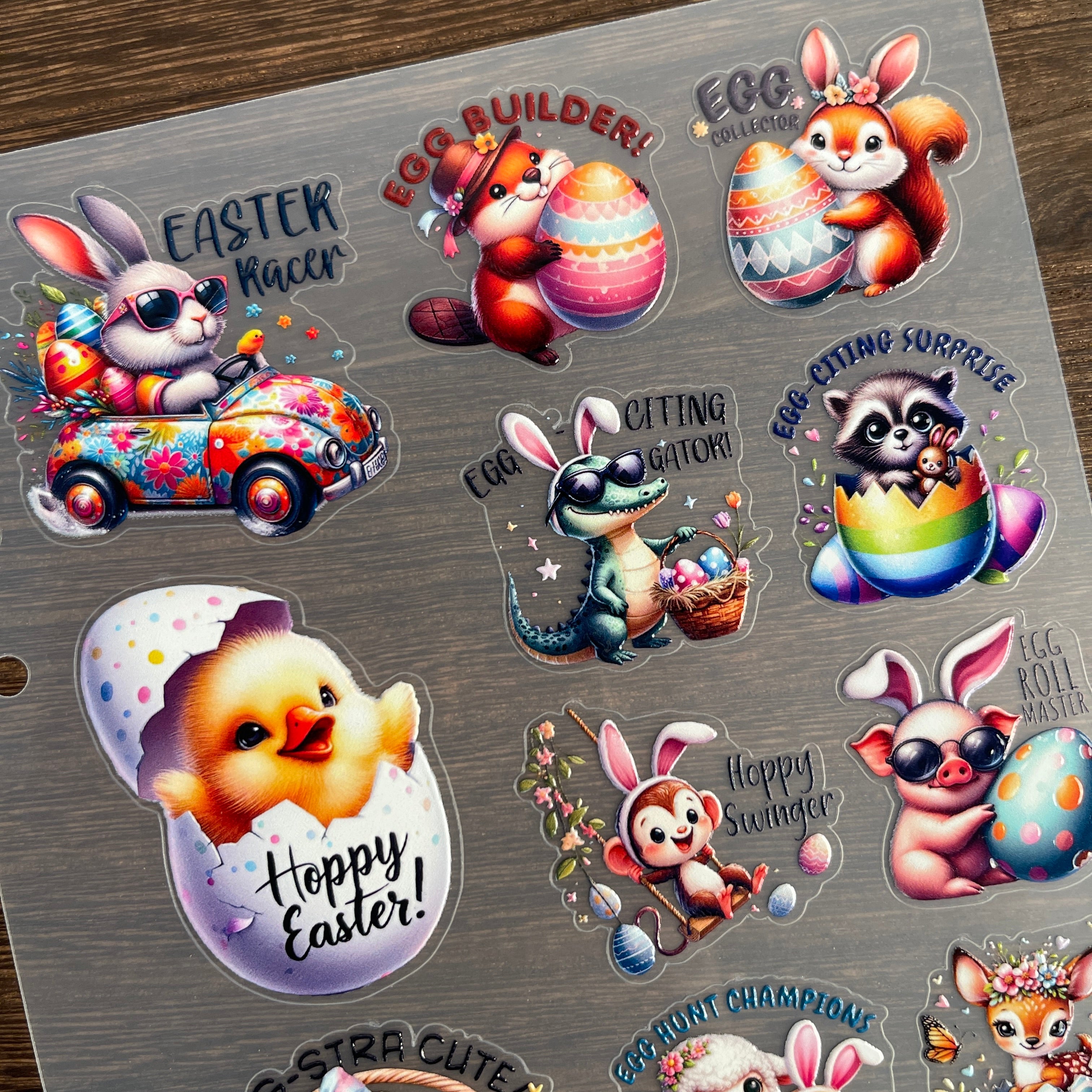 3D Easter Animals PET Sticker 1 Pcs