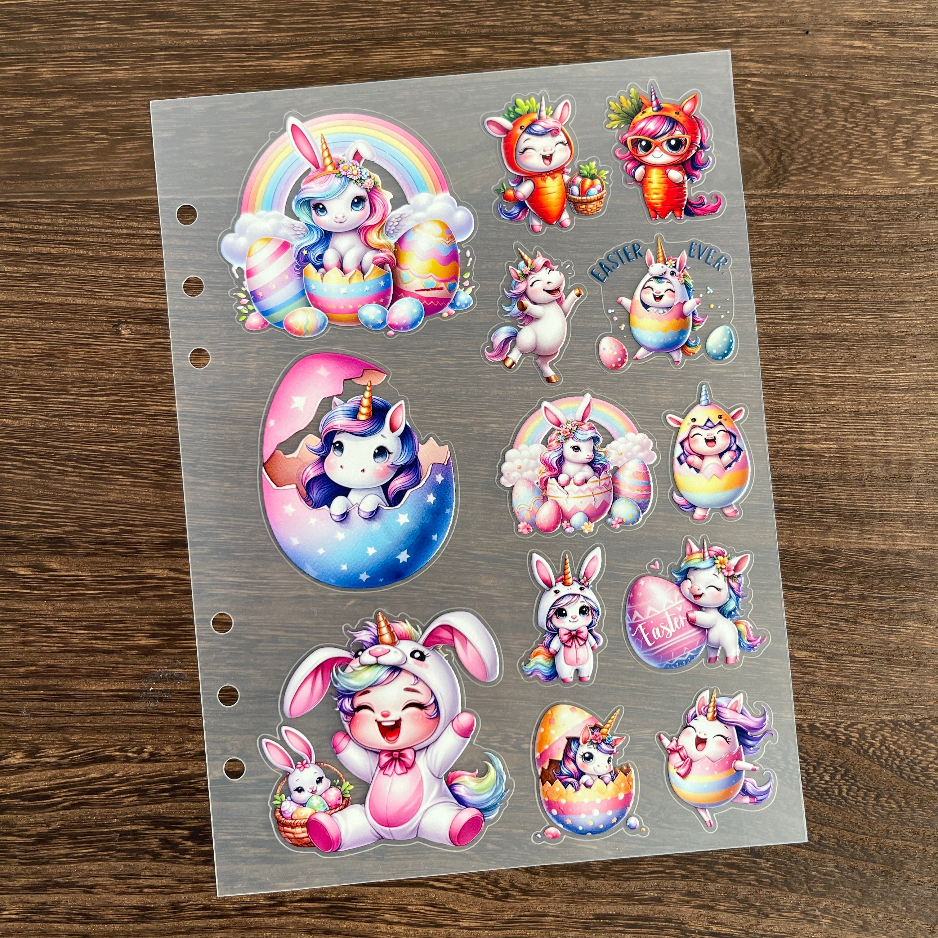 3D Easter Unicorn PET Sticker 1 Pcs
