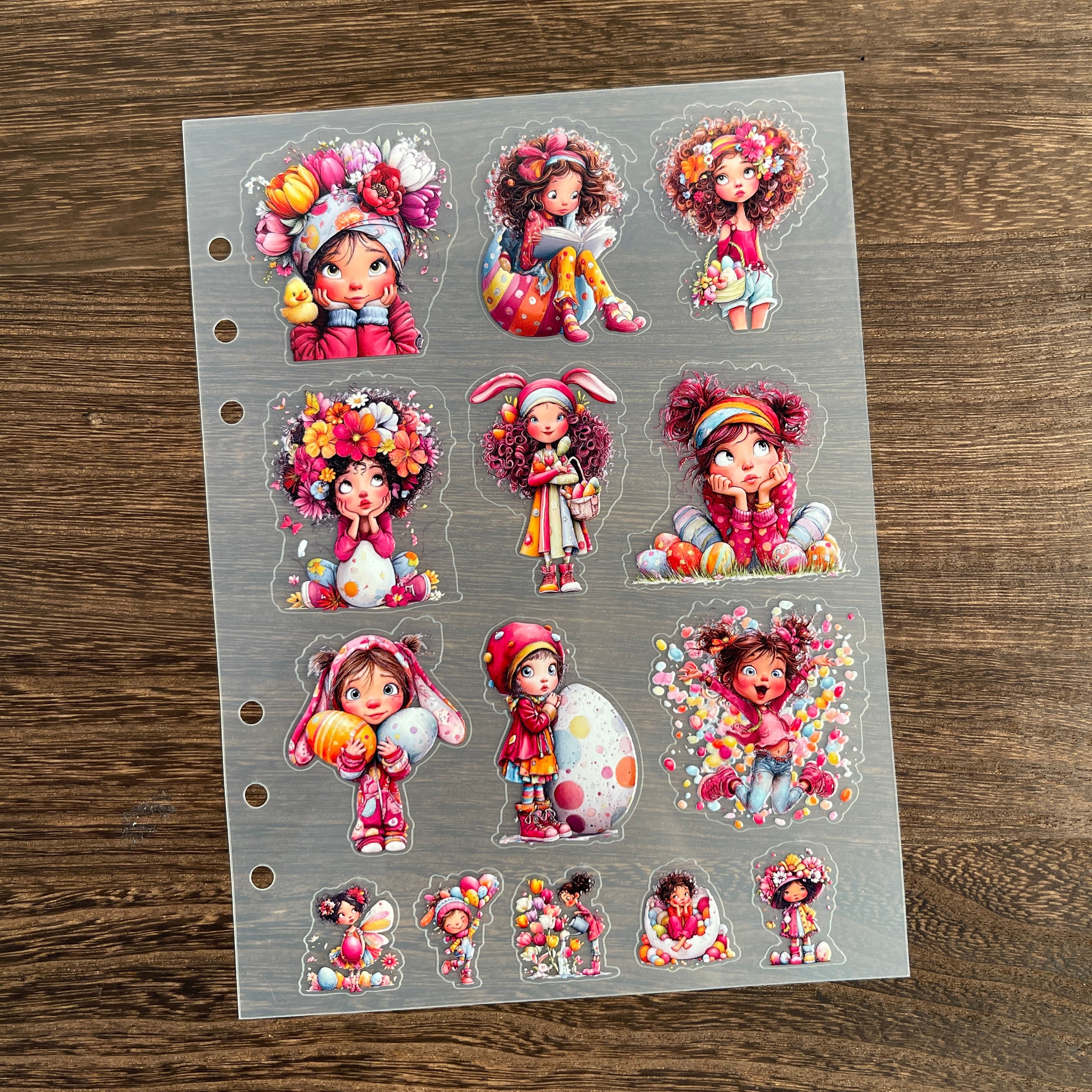 3D The Easter Egg Little Girl PET Sticker 1 Pcs