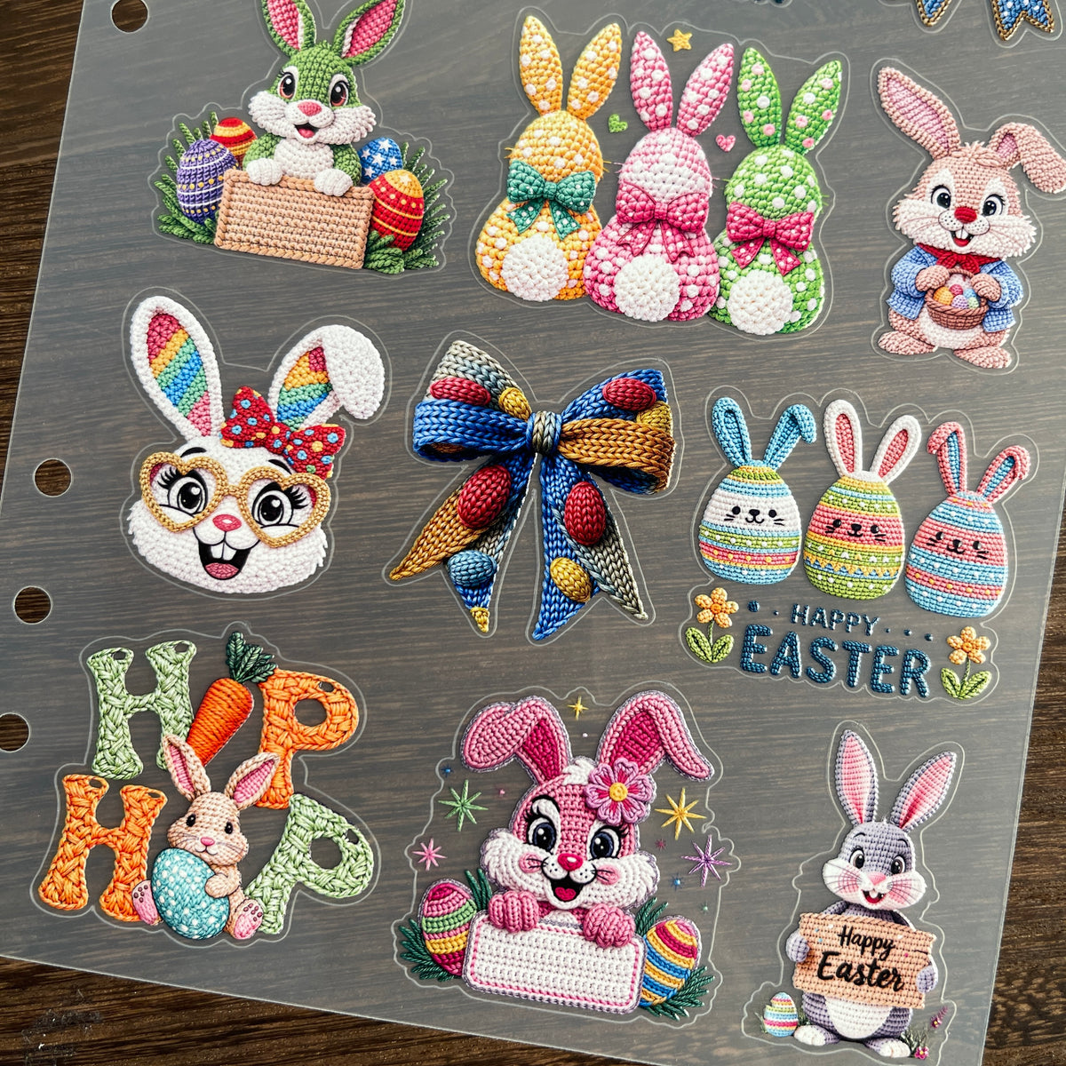 Full easter yarn PET sticker sheet
