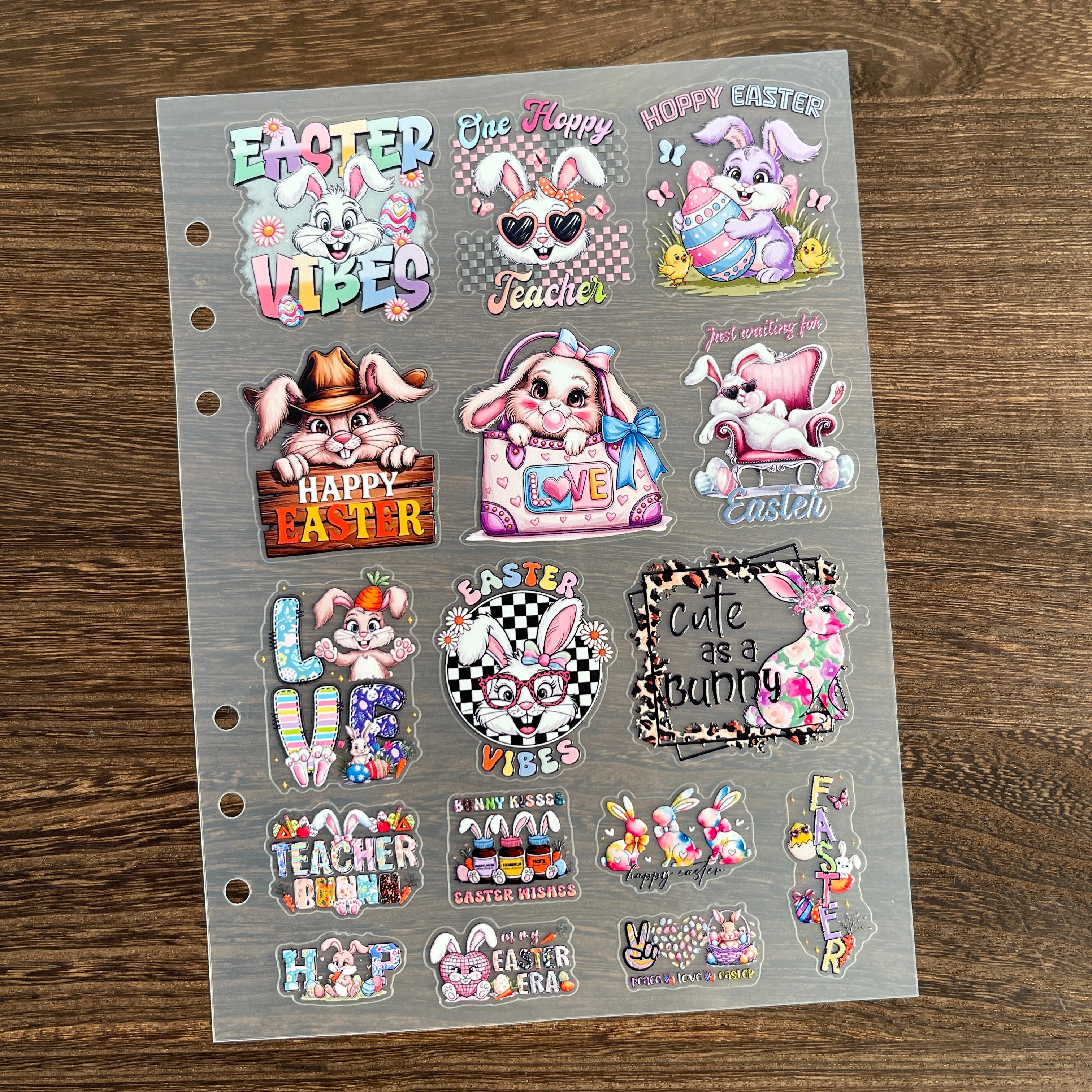 3D Easter Bunny PET Sticker 1 Pcs