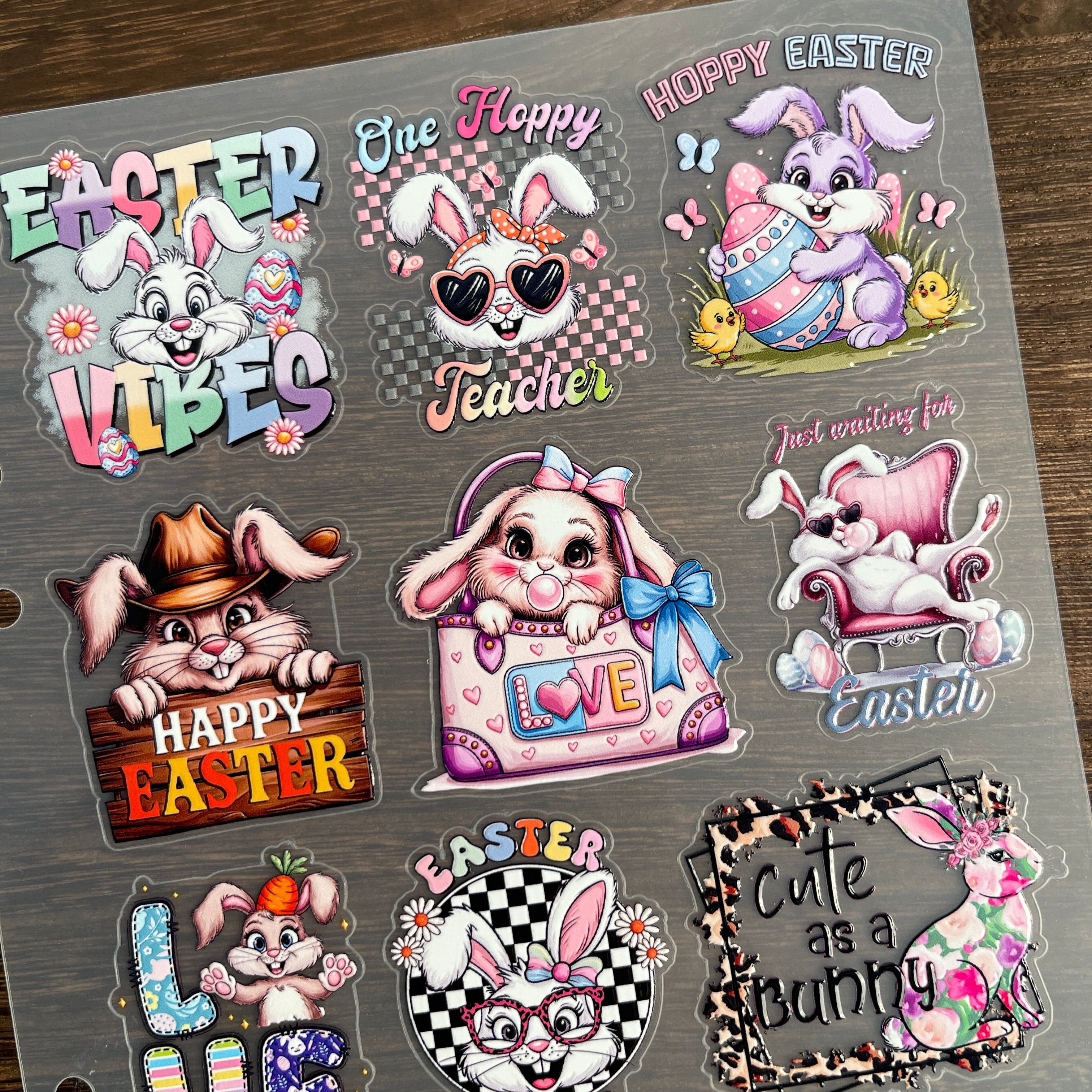 3D Easter Bunny PET Sticker 1 Pcs
