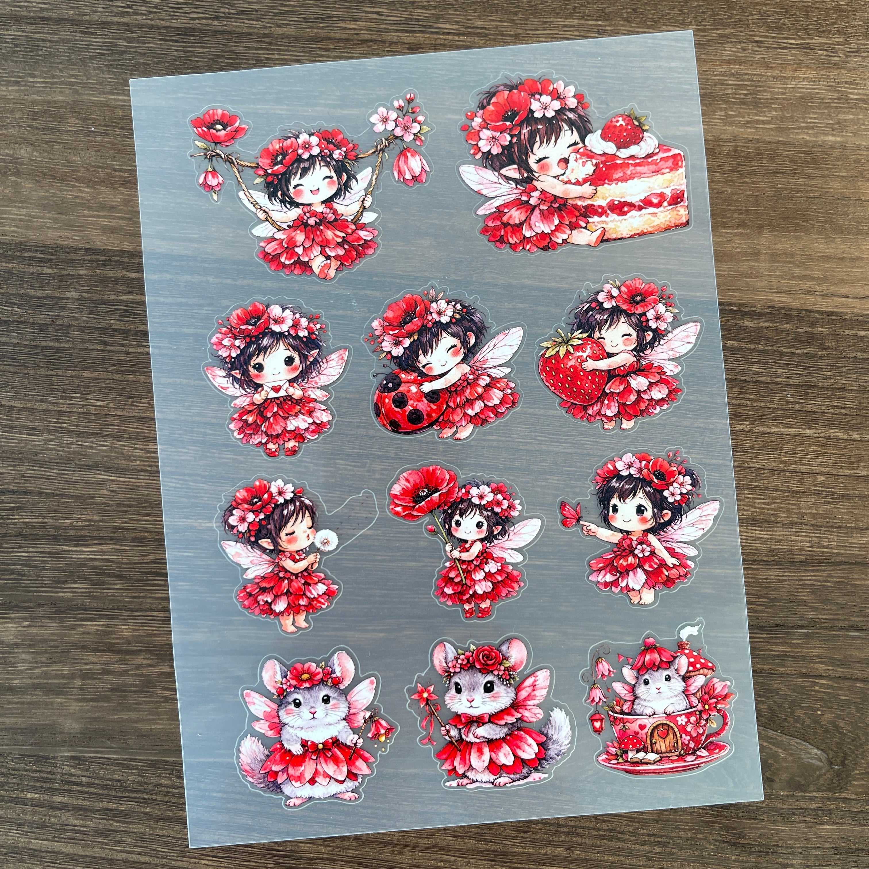 3D Red Fairy Tale Spirit PET Sticker 1 Pcs