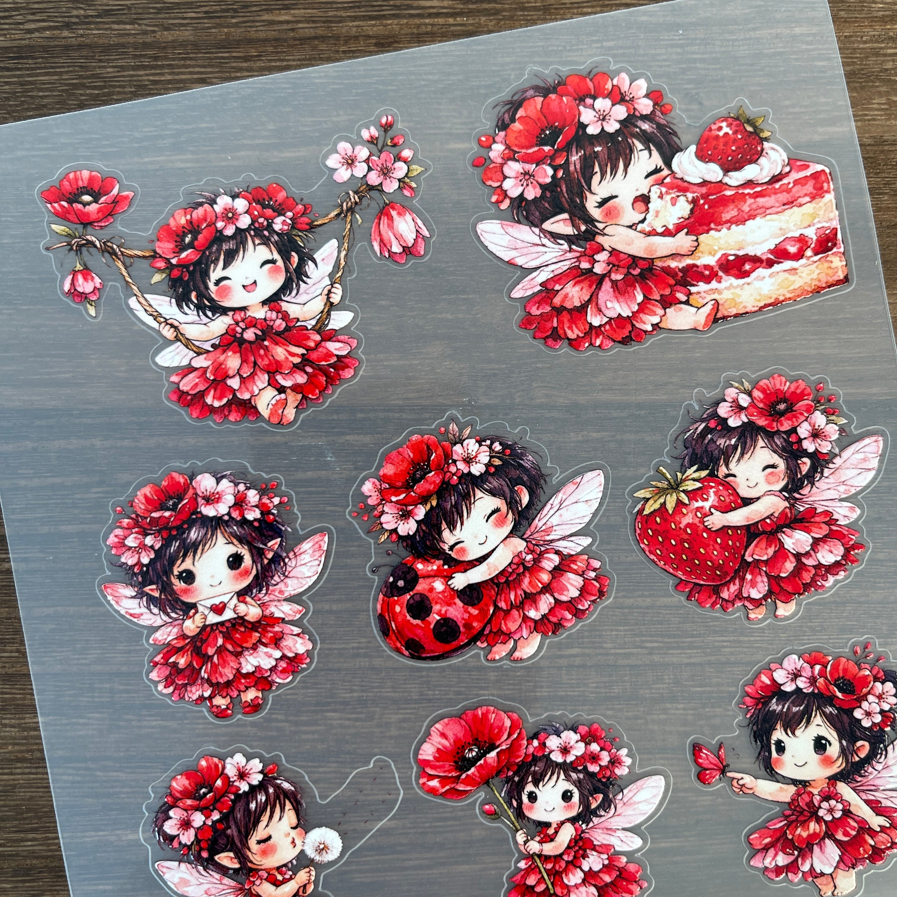 3D Red Fairy Tale Spirit PET Sticker 1 Pcs