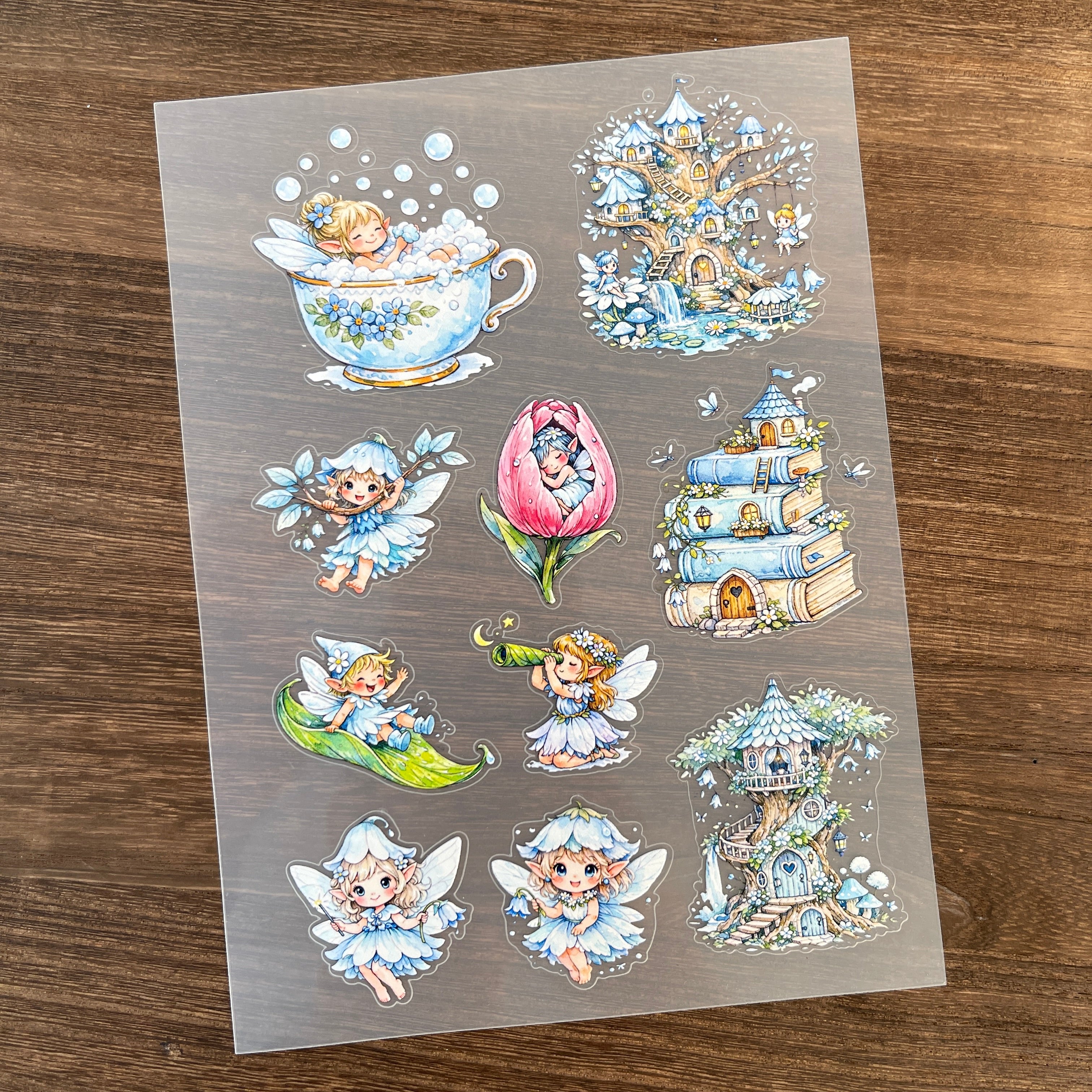 3D Blue Fairy Tale Spirit PET Sticker 1 Pcs