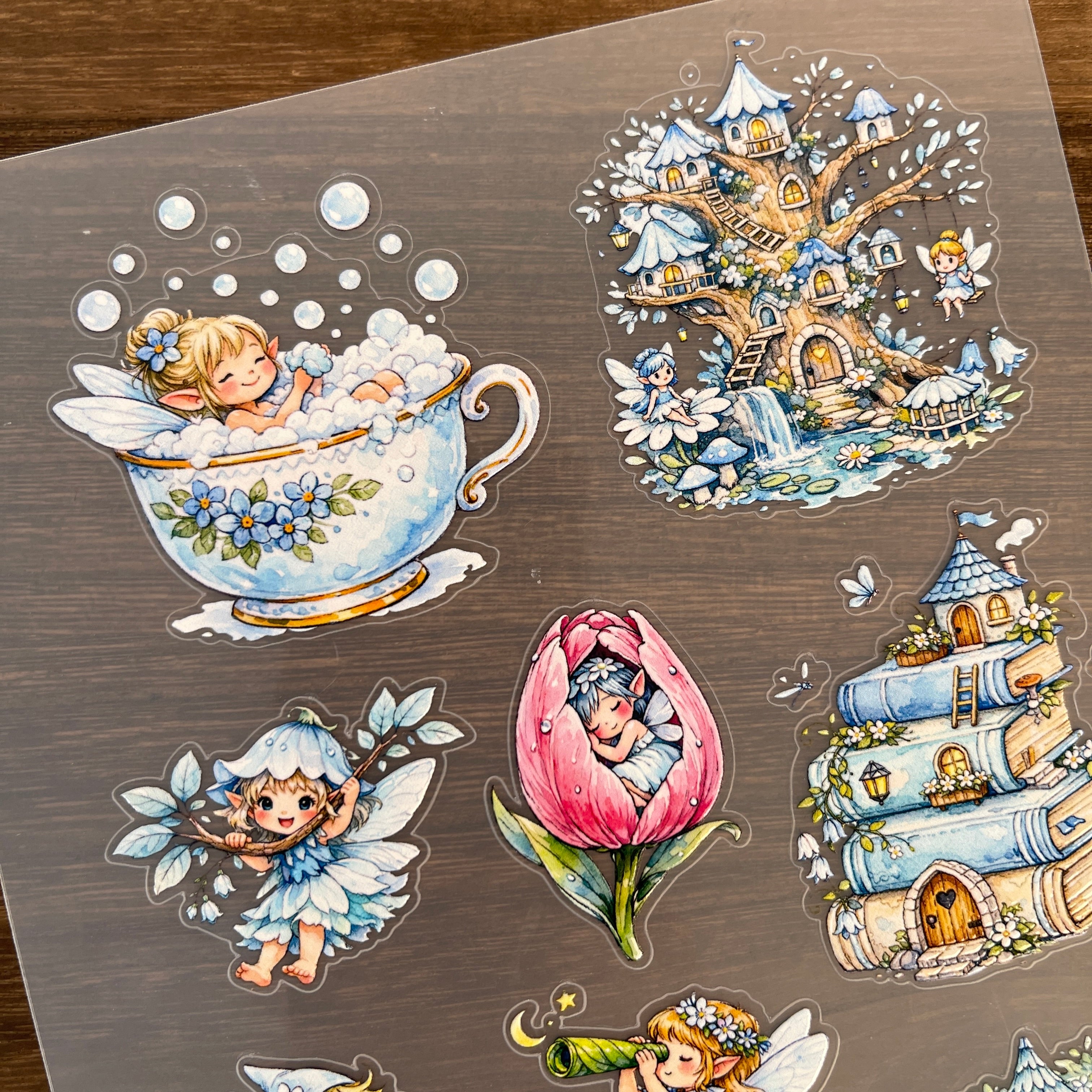 3D Blue Fairy Tale Spirit PET Sticker 1 Pcs