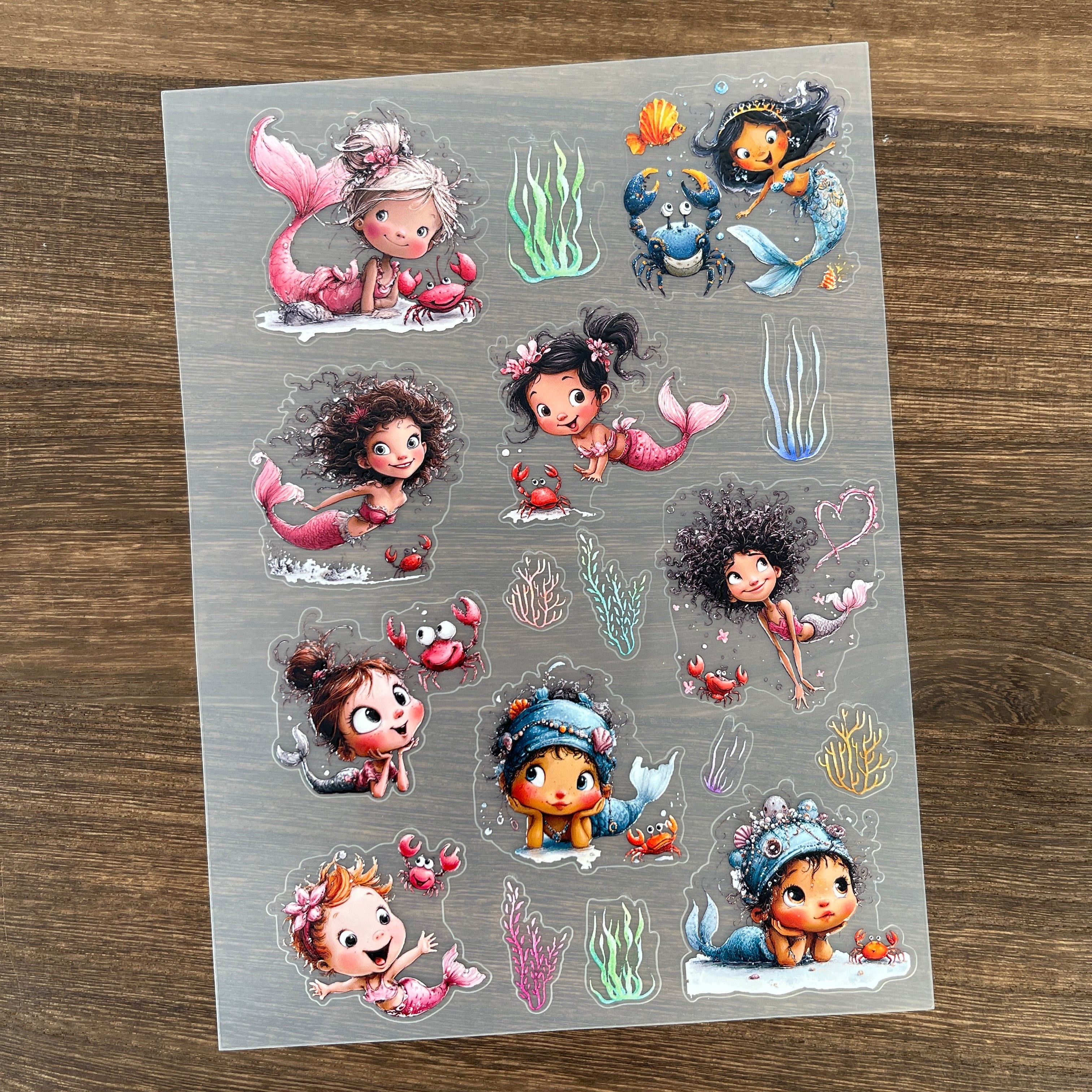 3D Cute Mermaid PET Sticker 1 Pcs