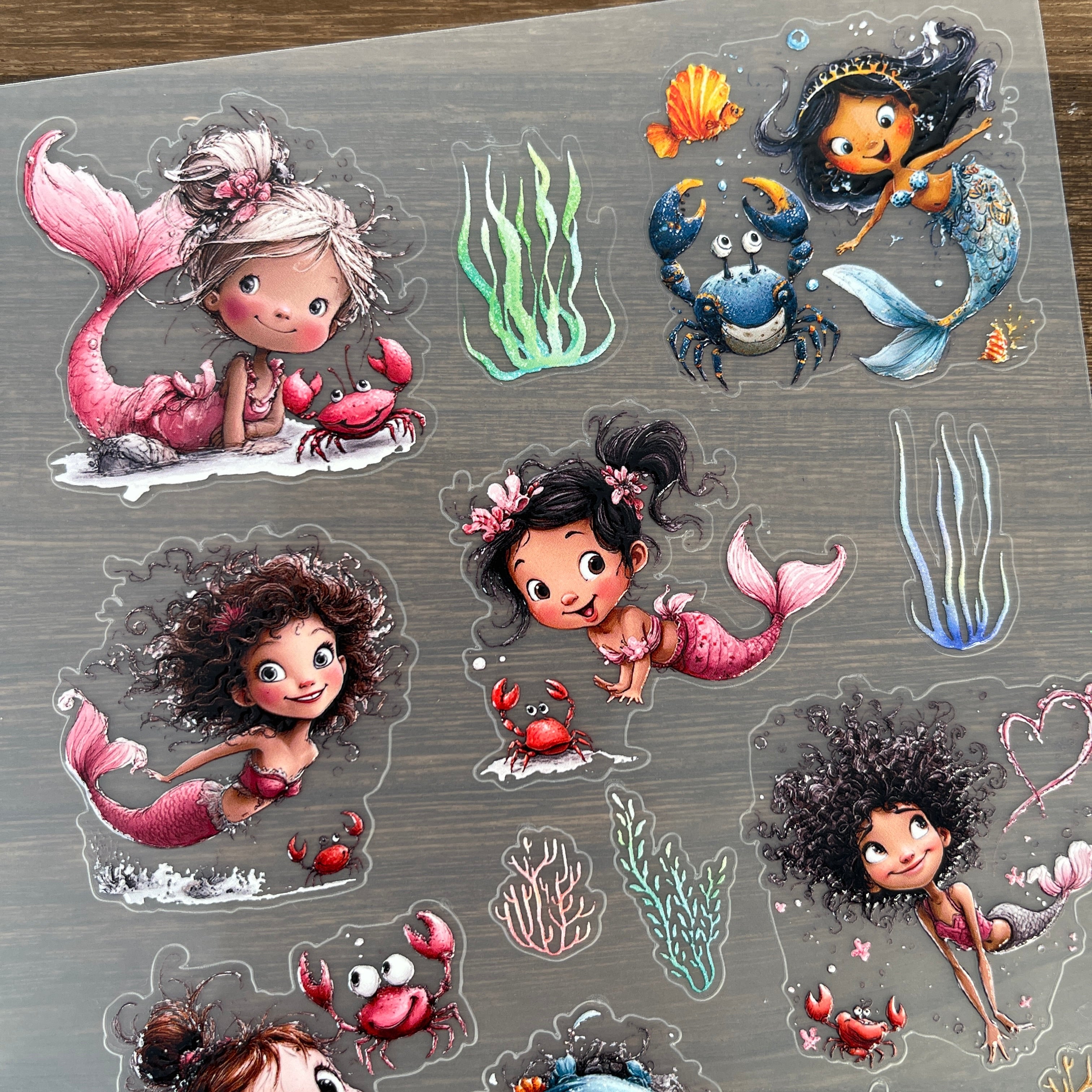 3D Cute Mermaid PET Sticker 1 Pcs