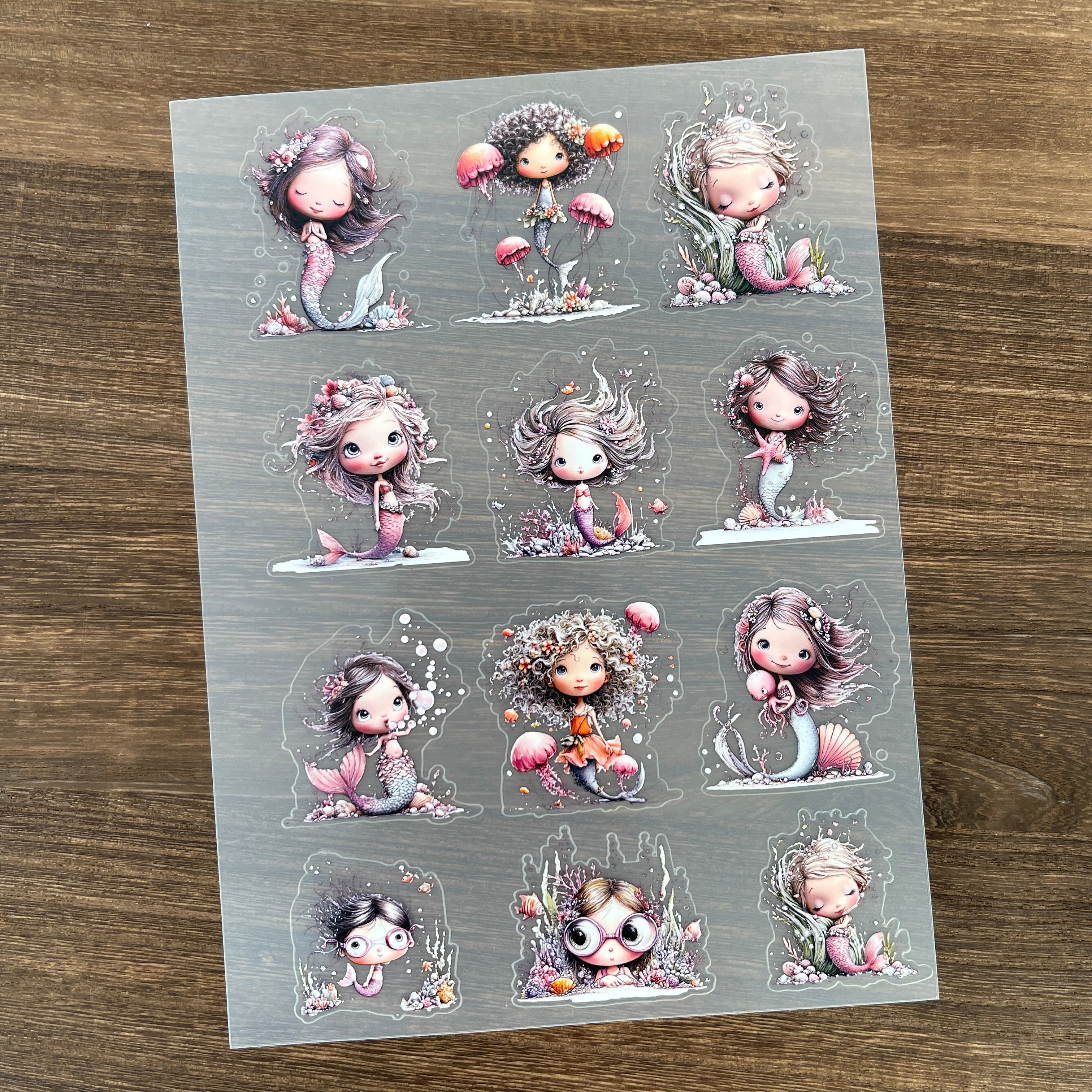 3D Cute Mermaid PET Sticker 1 Pcs