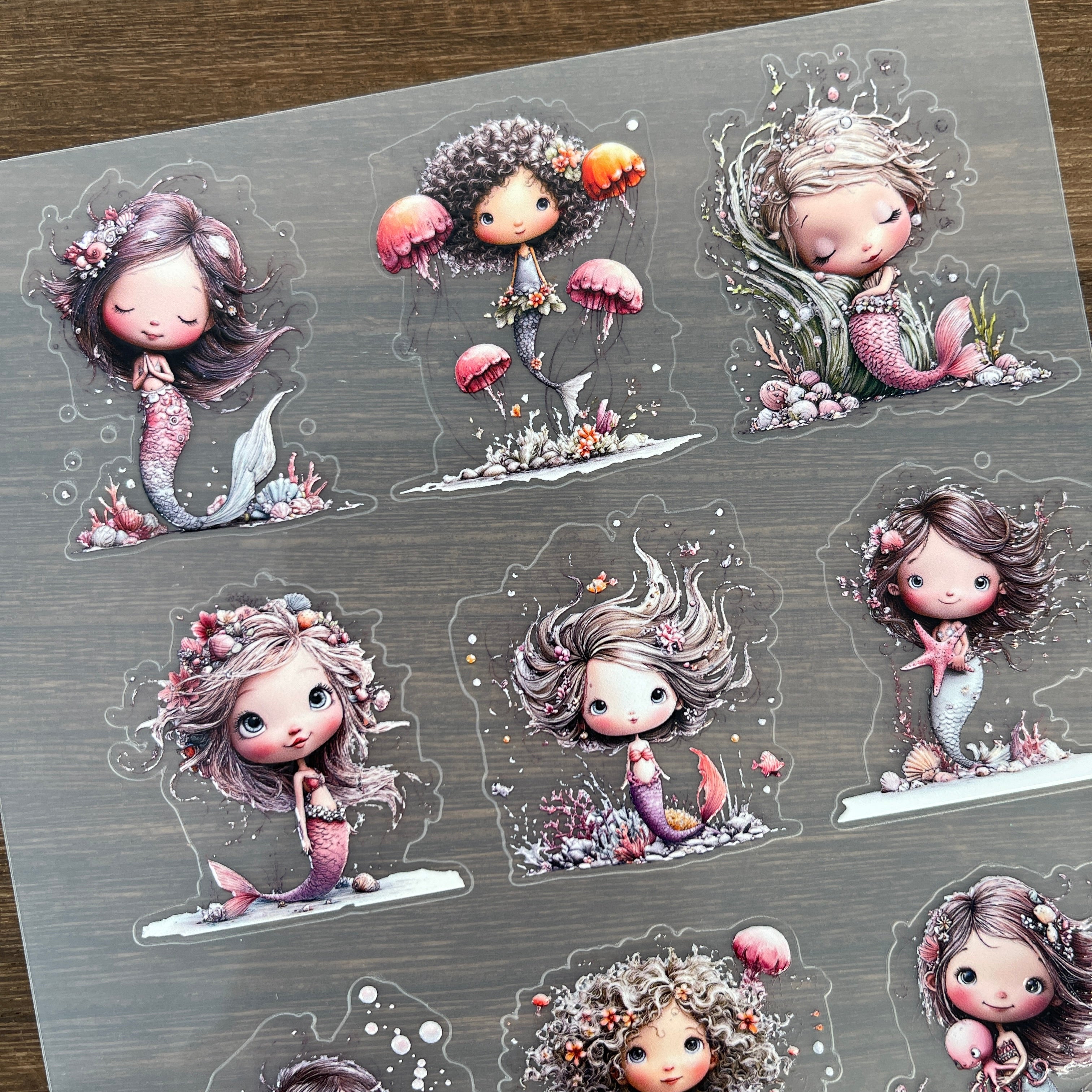 3D Cute Mermaid PET Sticker 1 Pcs