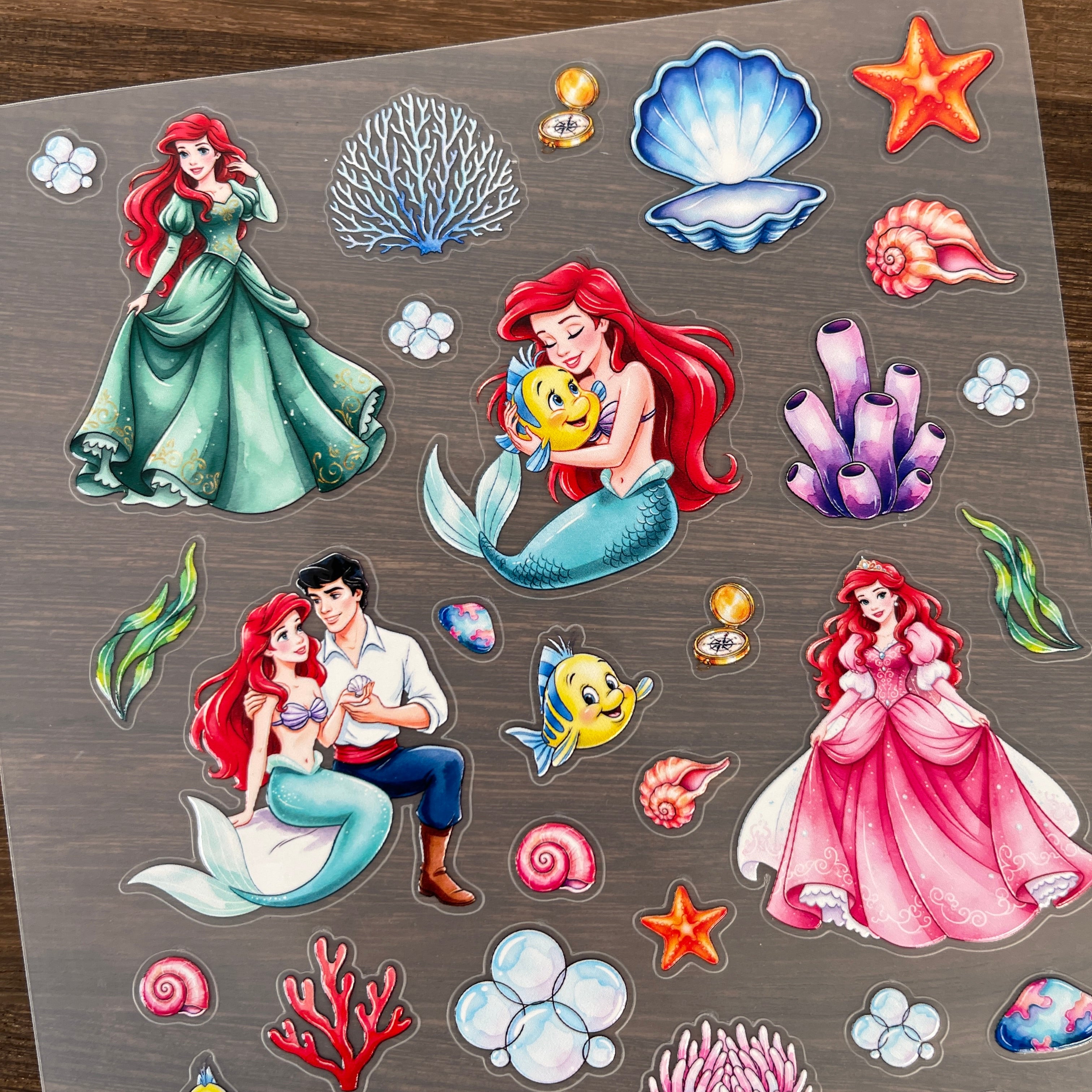 3D Mermaid Princess PET Sticker 1 Pcs