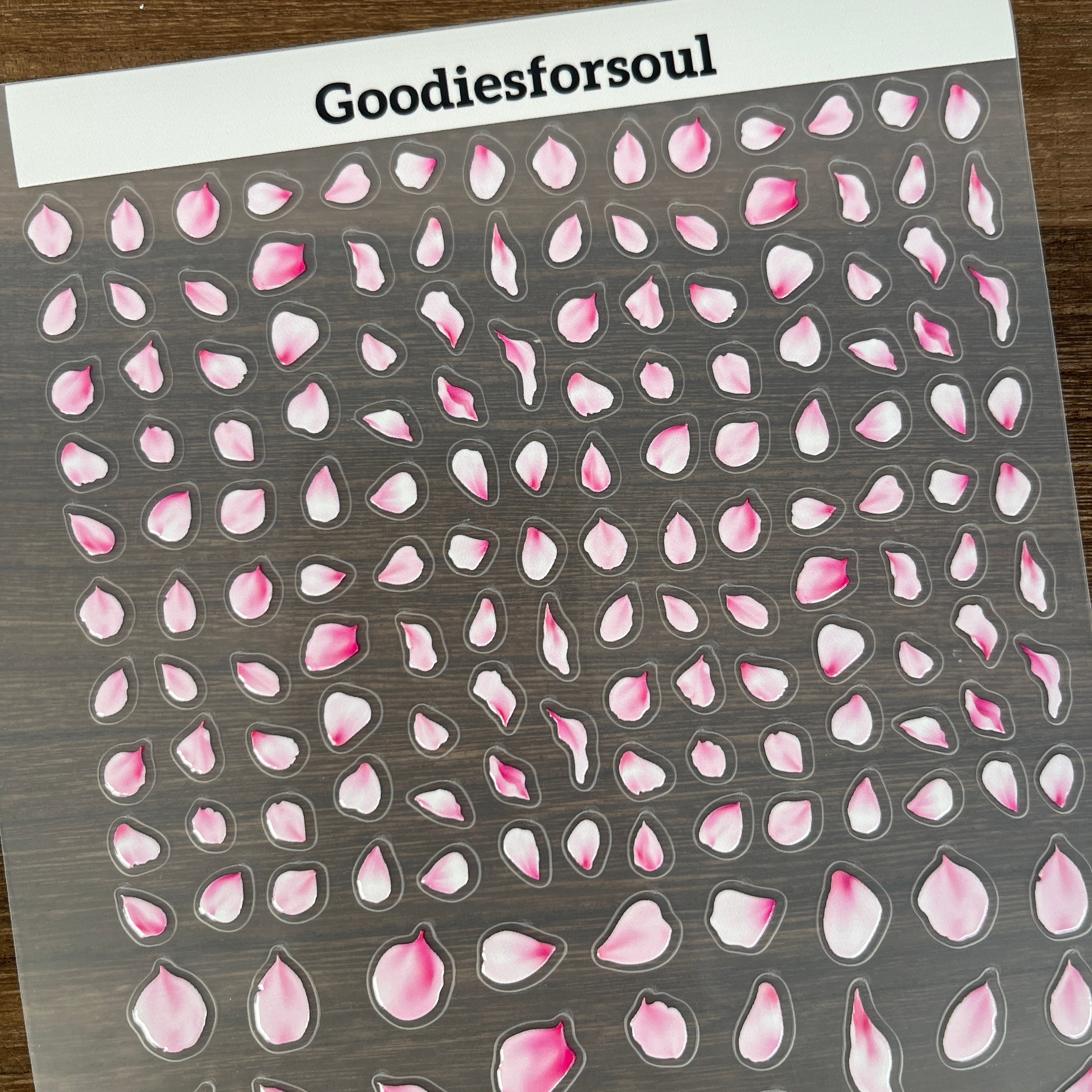 3D Pink rose petals PET Sticker 1 Pcs