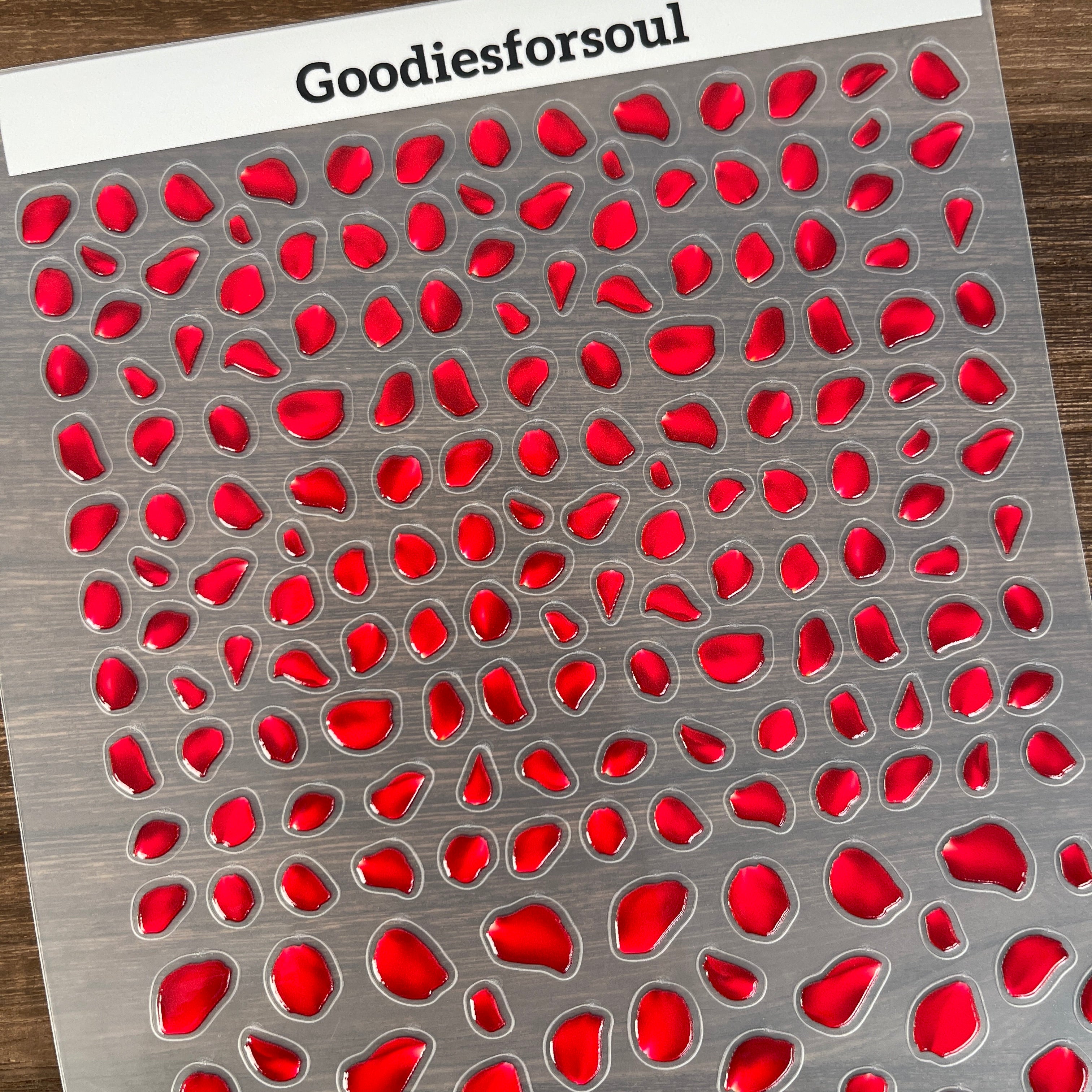 3D Red rose petals PET Sticker 1 Pcs