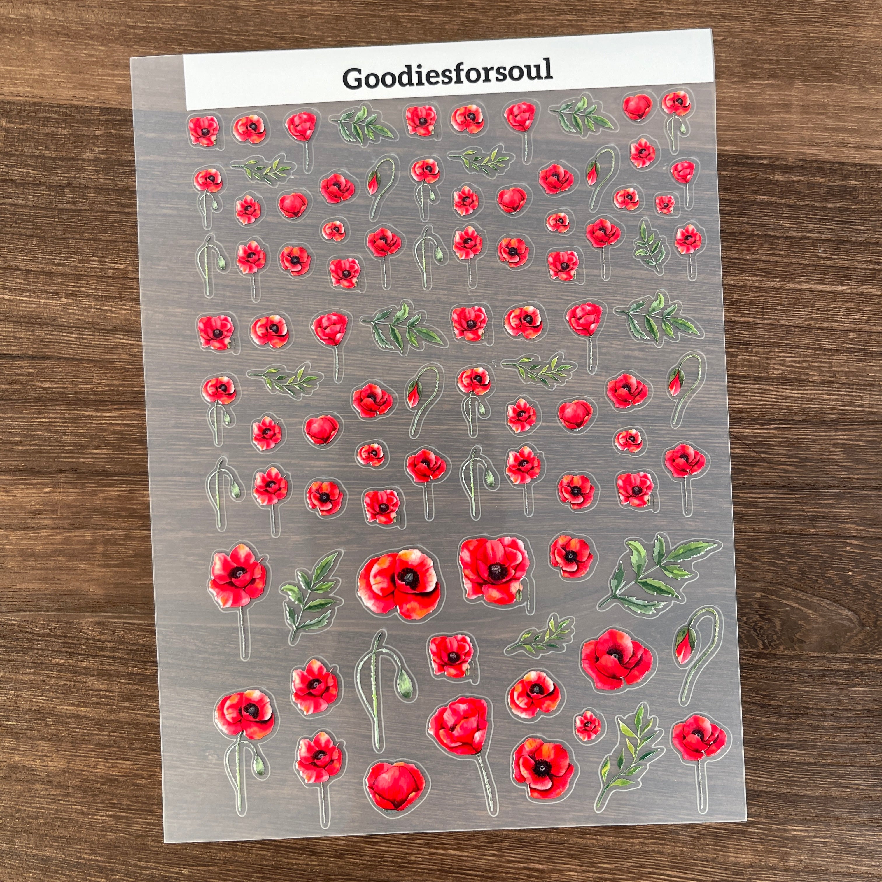 3D Poppy PET Sticker 1 Pcs