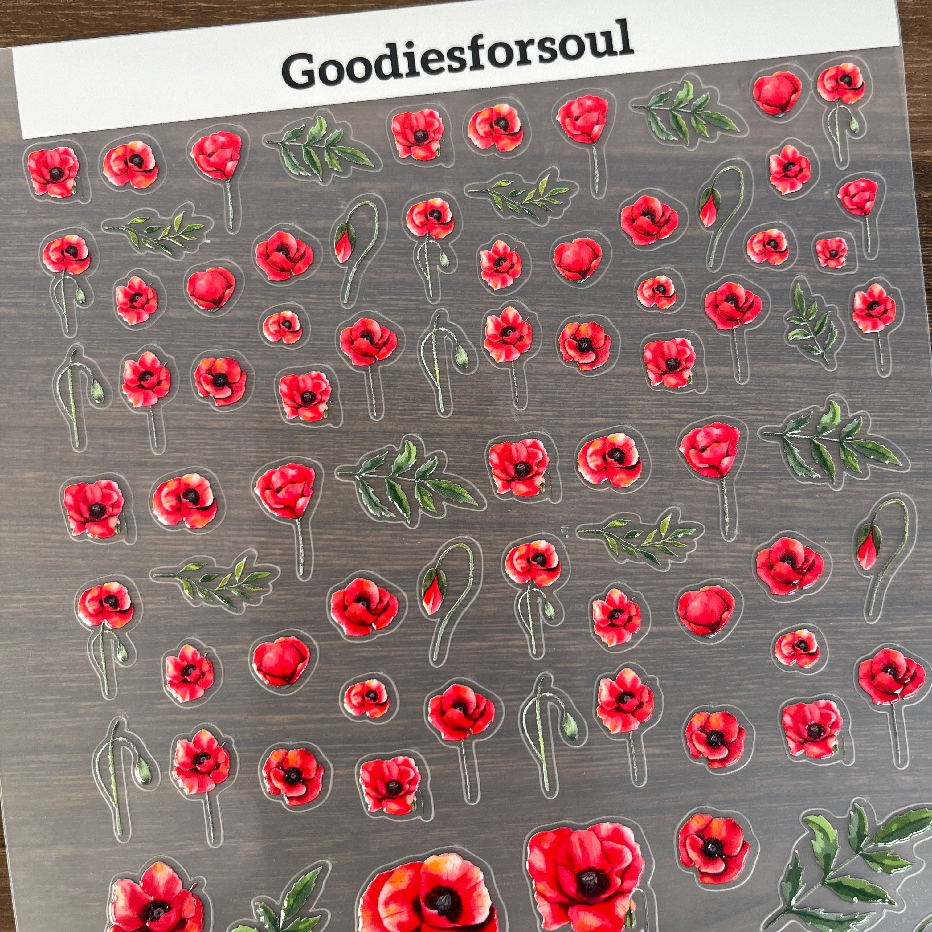 3D Poppy PET Sticker 1 Pcs
