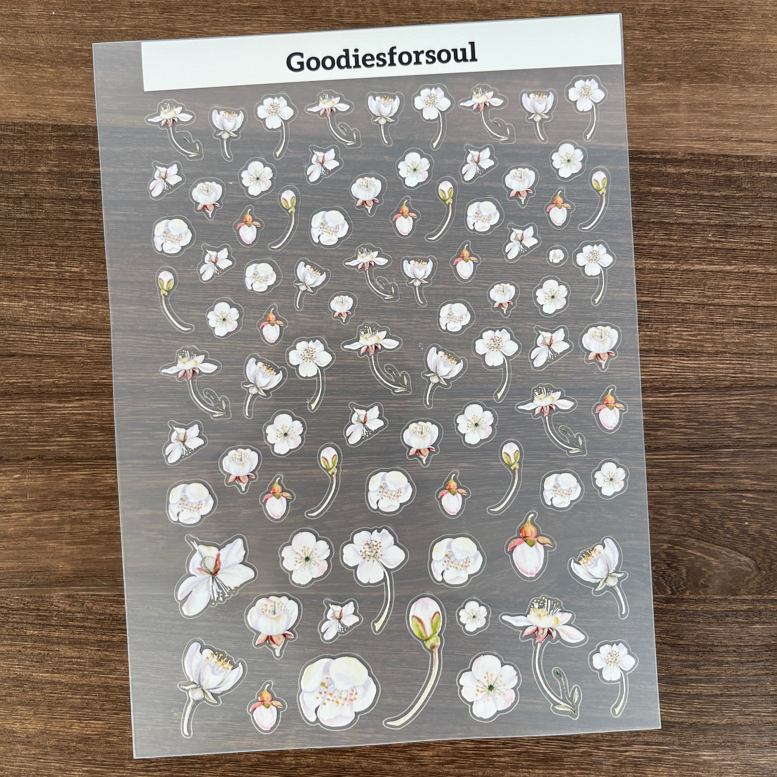 3D White flowers PET Sticker 1 Pcs