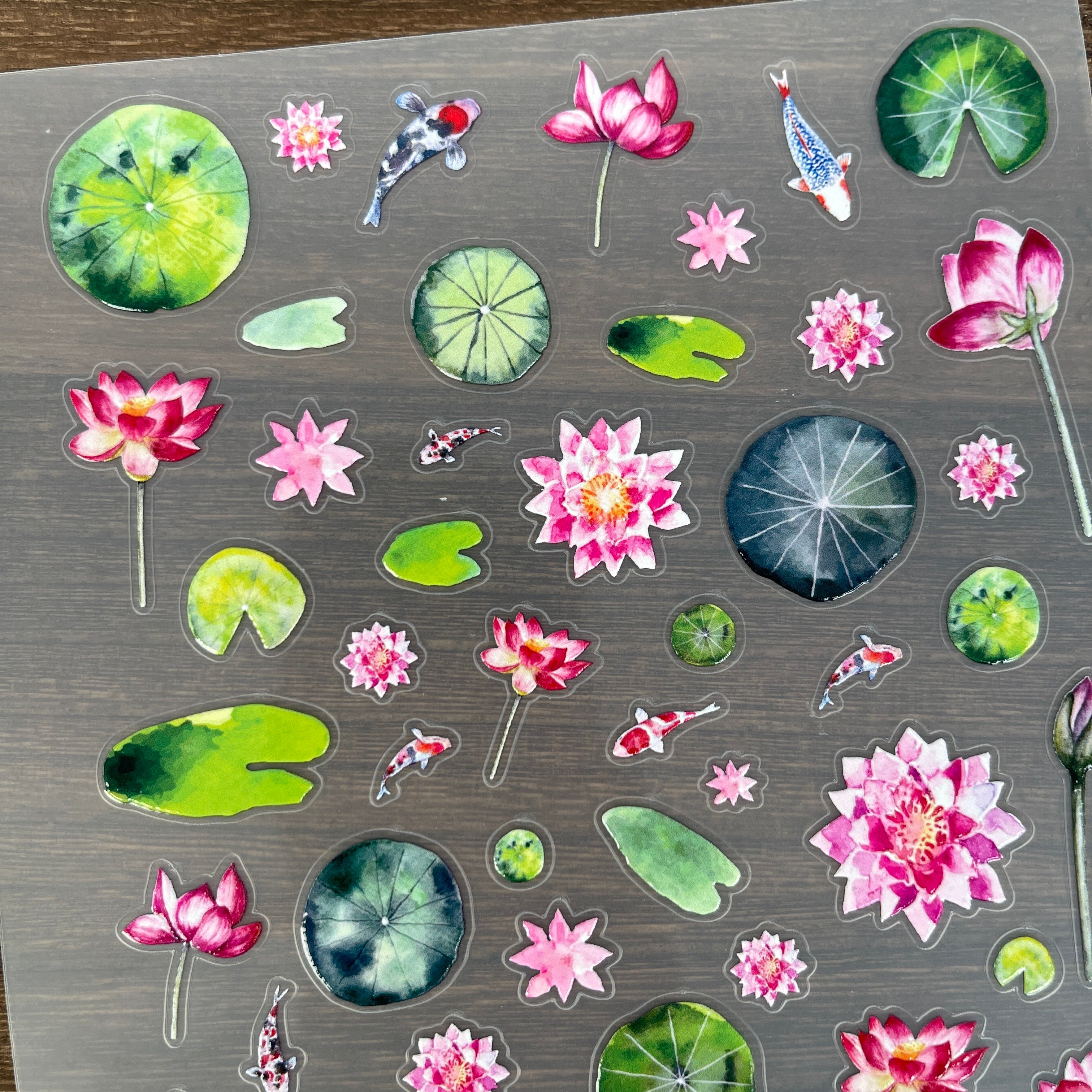3D Koi and Lotus PET Sticker 1 Pcs