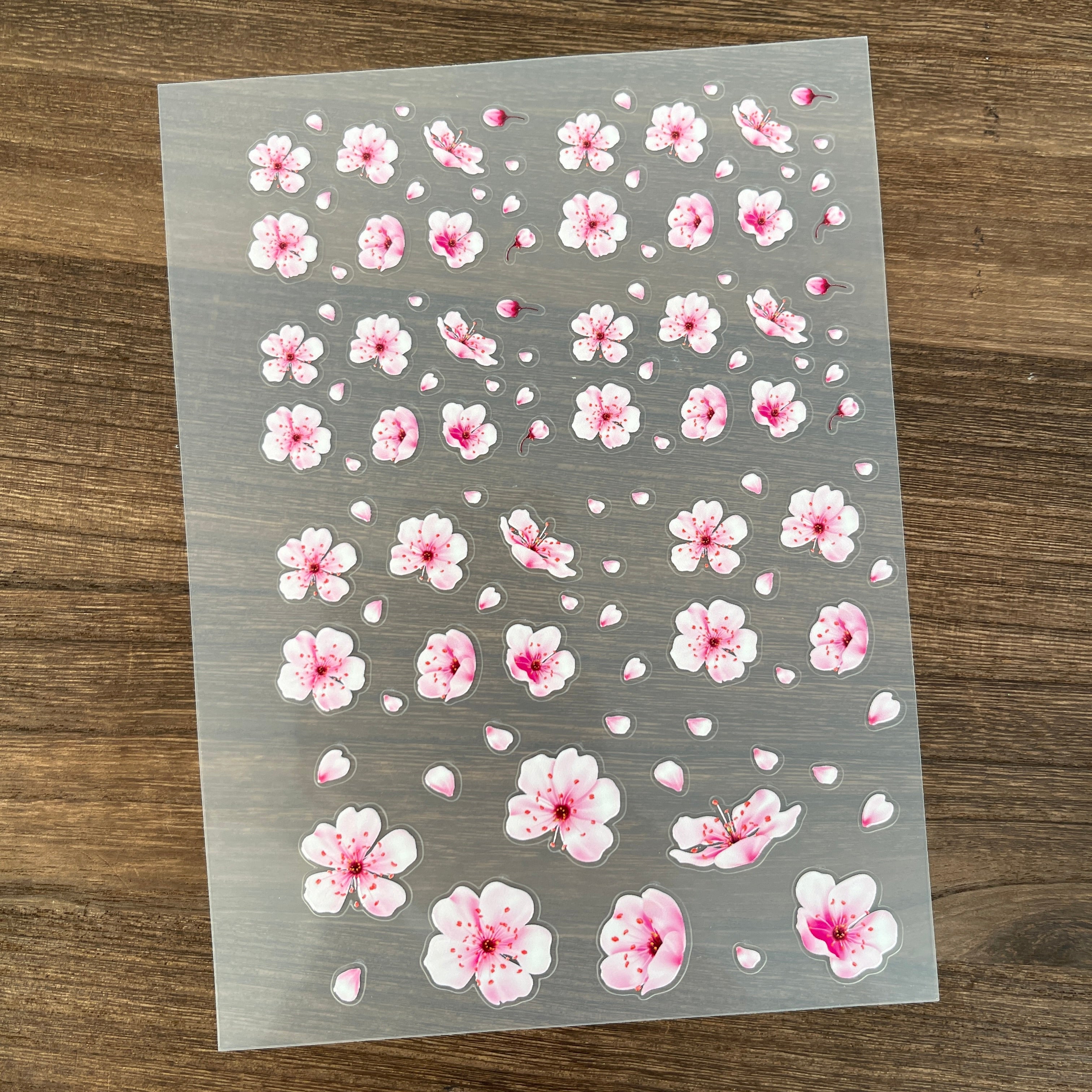 3D Cherry blossoms with petals PET Sticker 1 Pcs