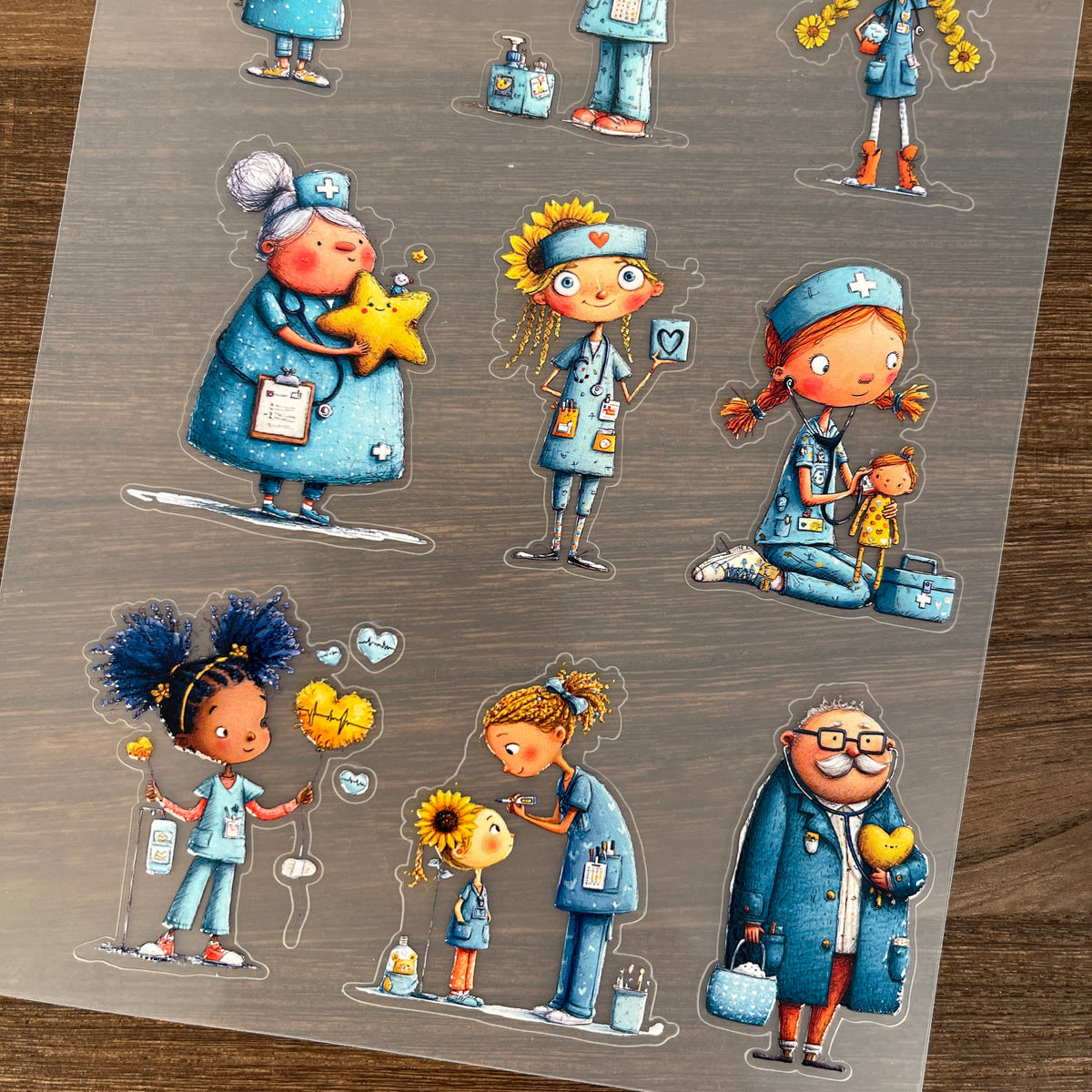 Full cute nurse PET sticker sheet
