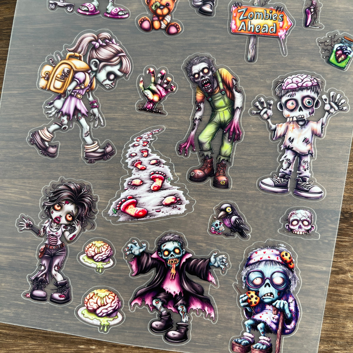 Full zombie PET sticker sheet