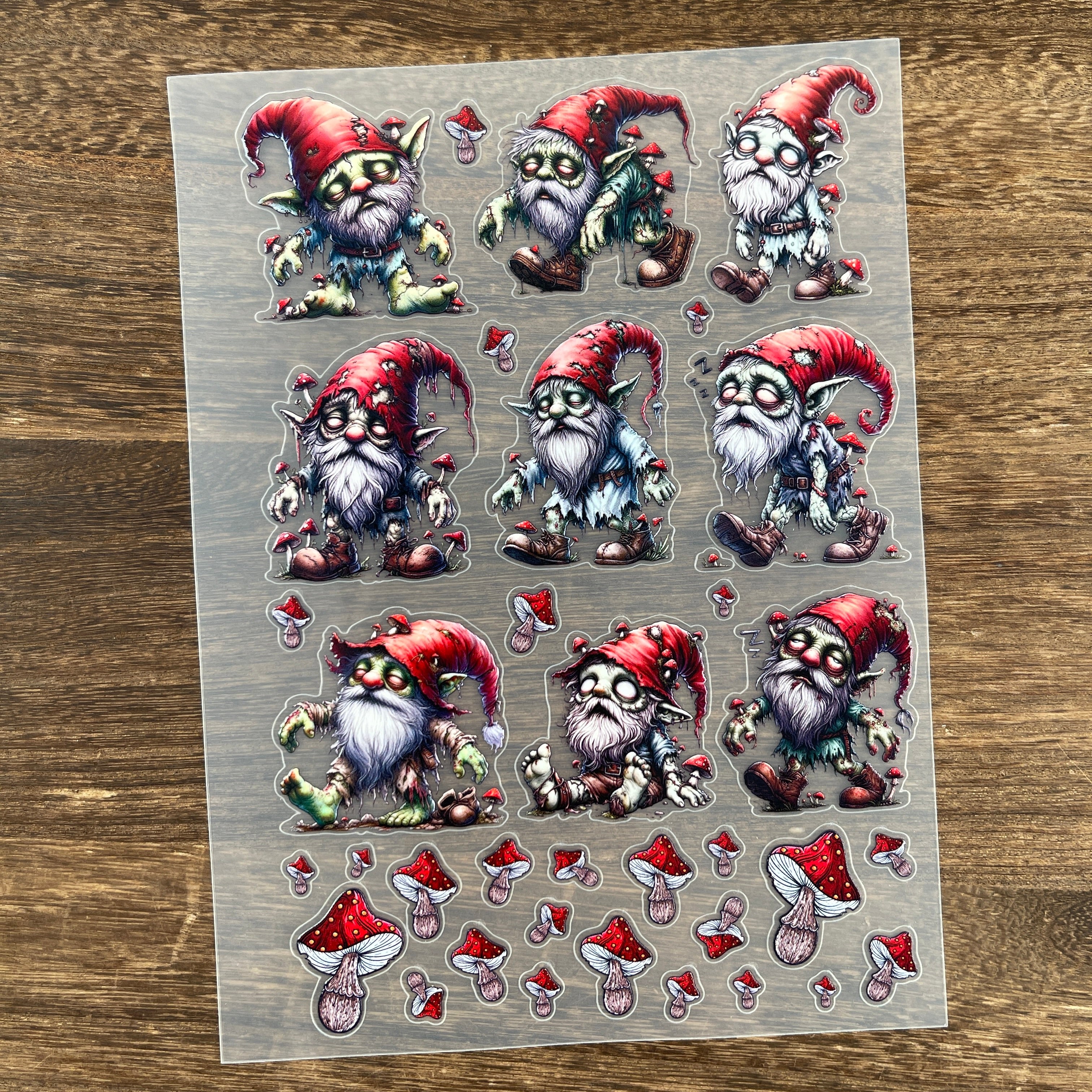 3D Sleepy Gnome Zombie PET Sticker 1 Pcs