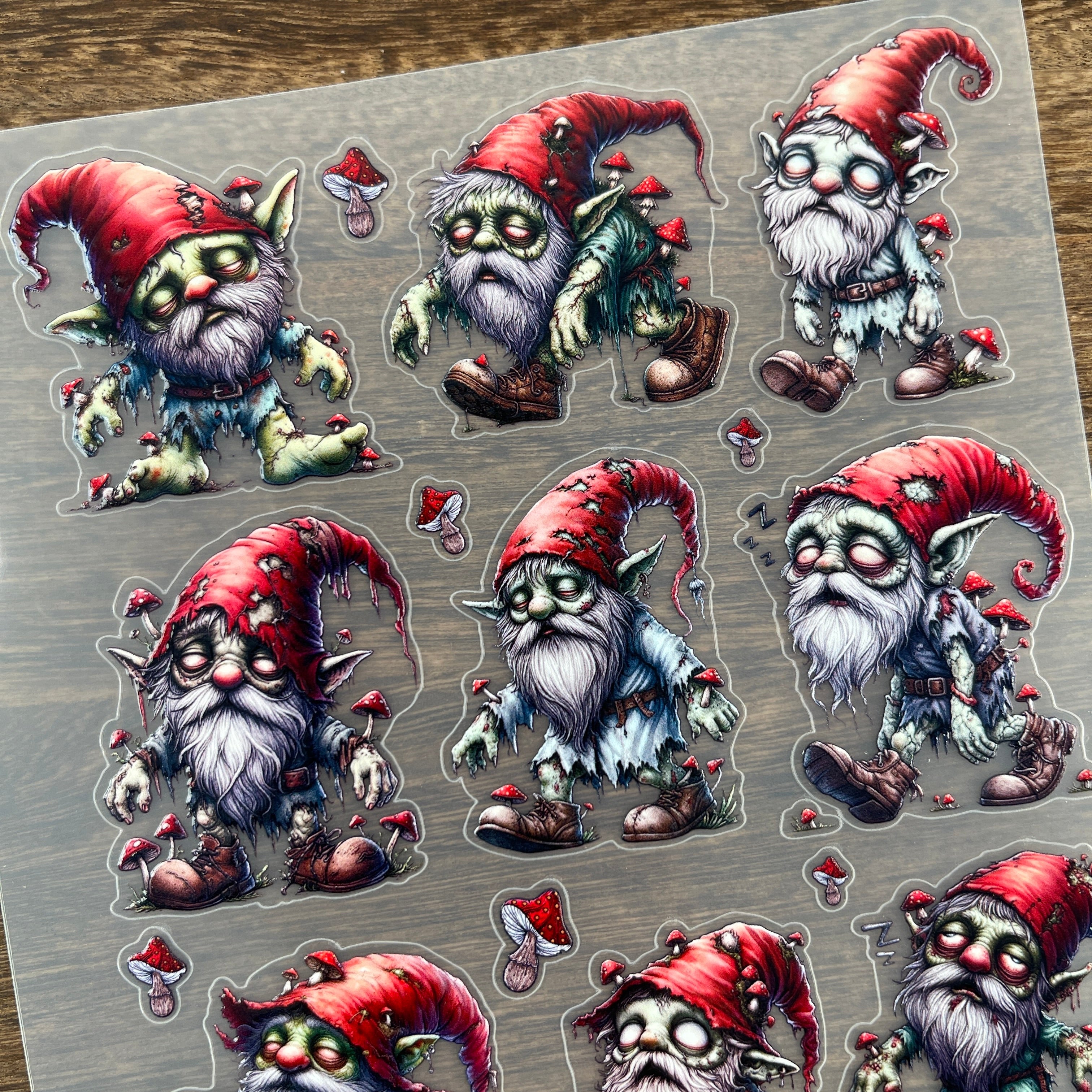 3D Sleepy Gnome Zombie PET Sticker 1 Pcs