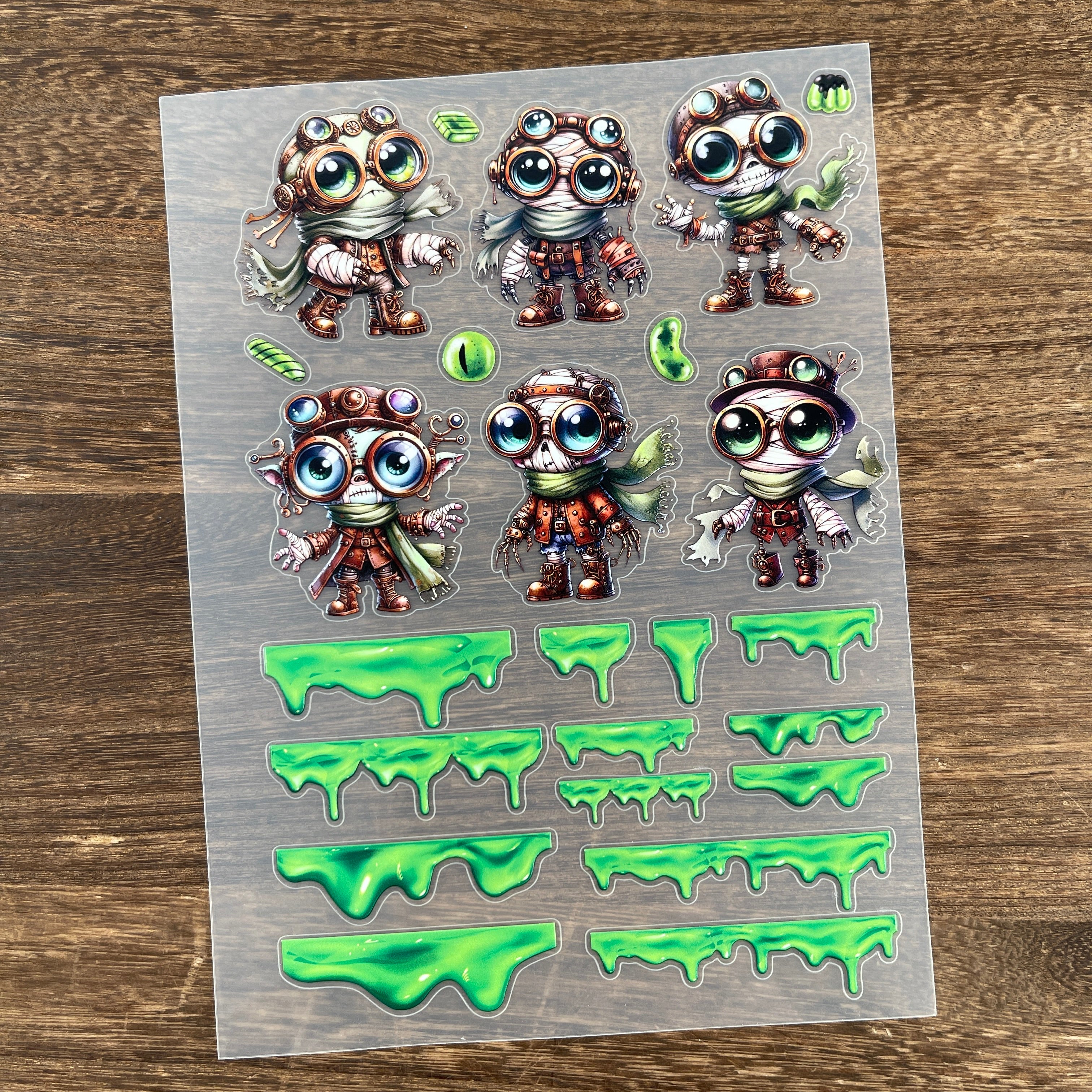 3D Steampunk Zombies PET Sticker 1 Pcs