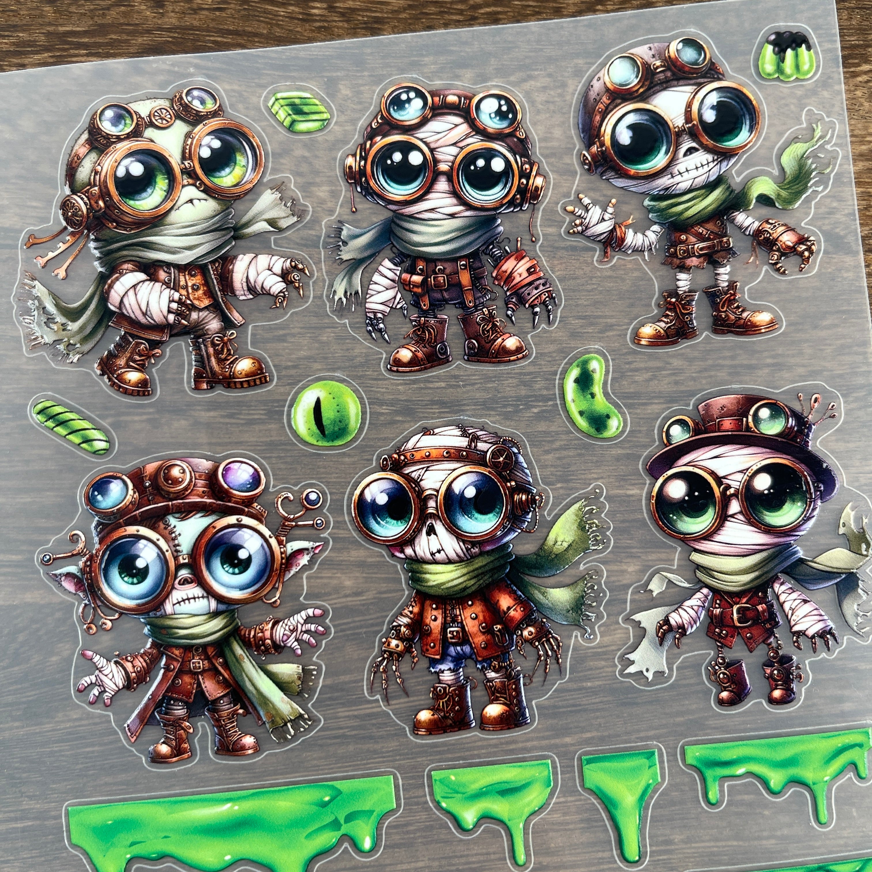 3D Steampunk Zombies PET Sticker 1 Pcs