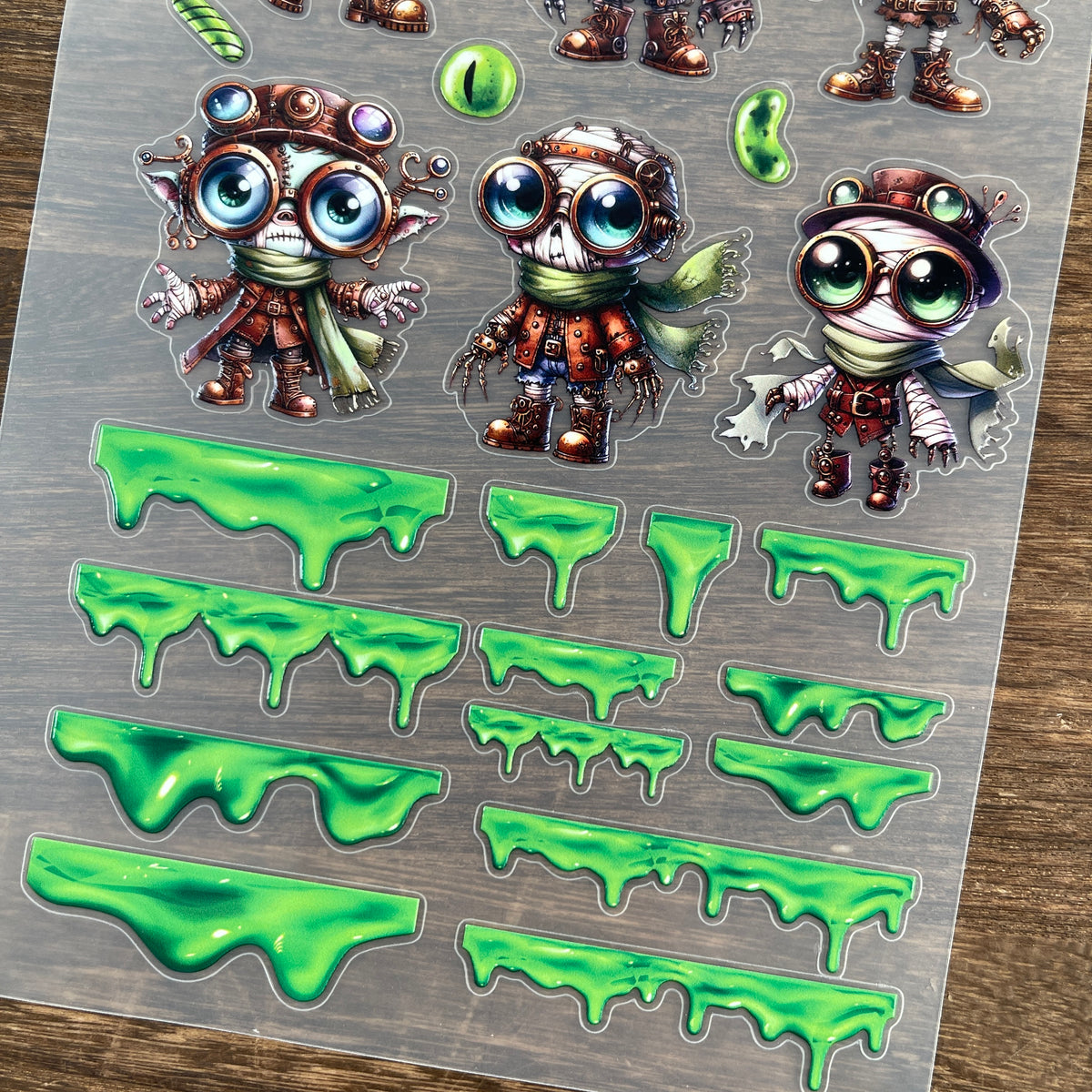 Full steampunk zombies PET sticker sheet