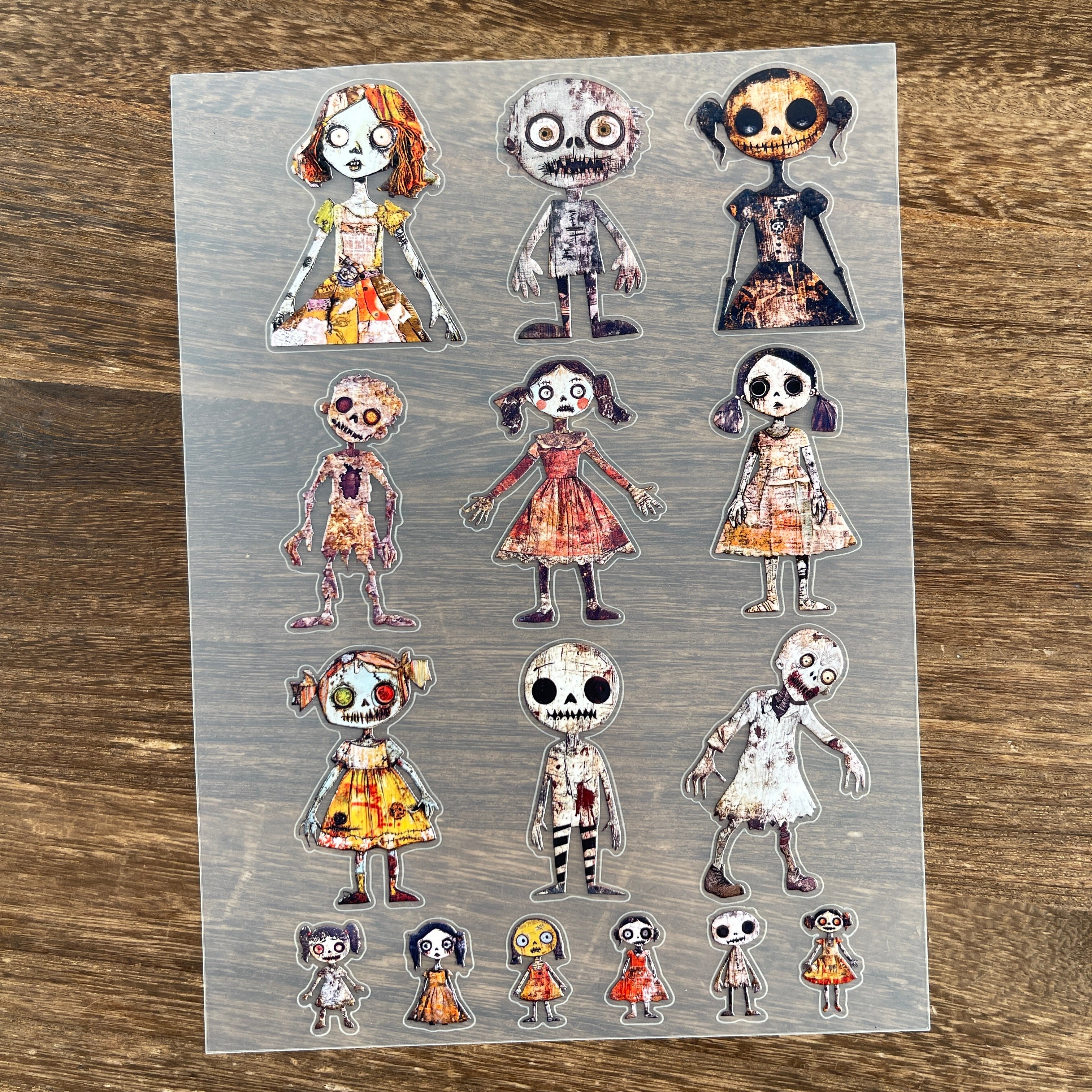 3D Vintage Zombie PET Sticker 1 Pcs