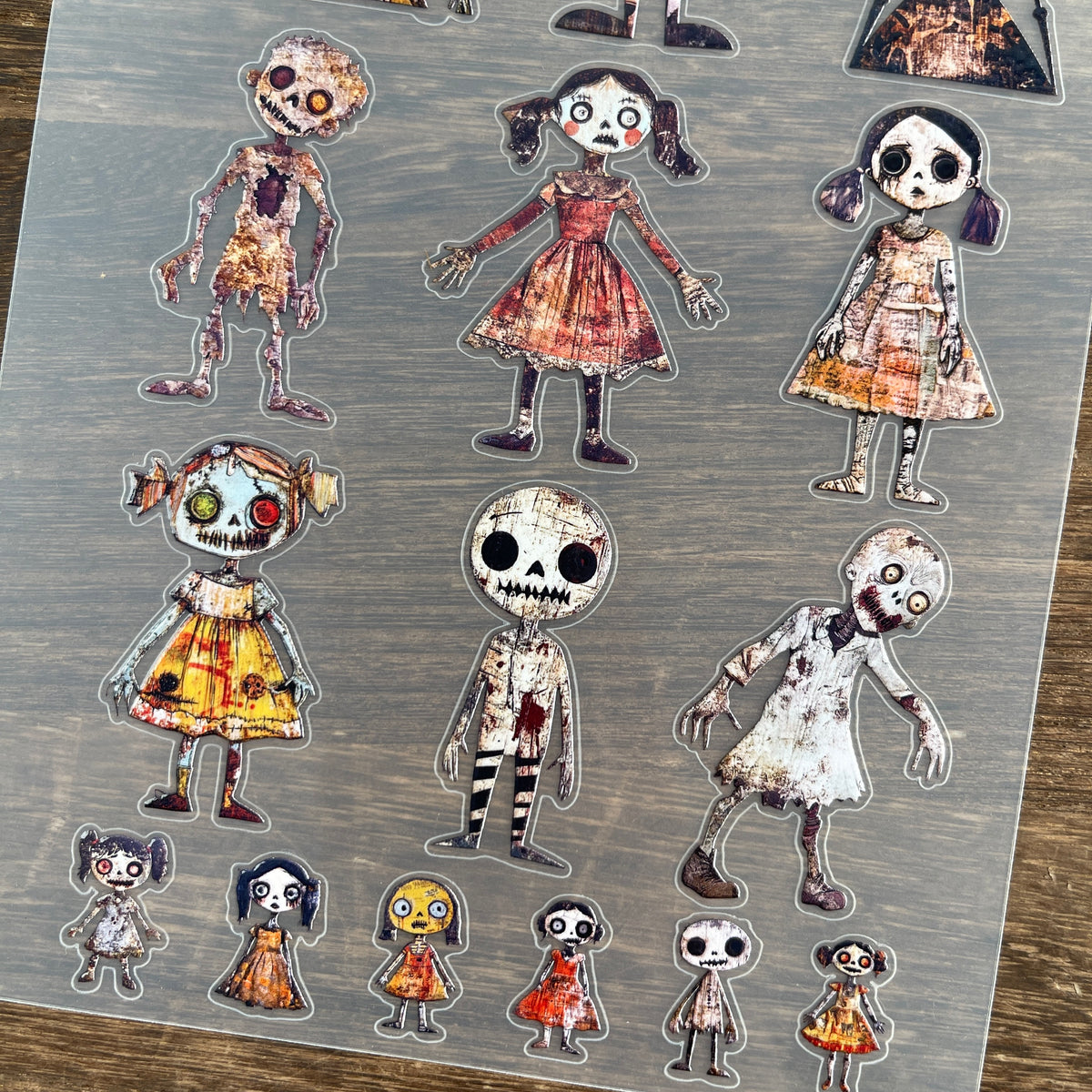 Full vintage zombie PET sticker sheet