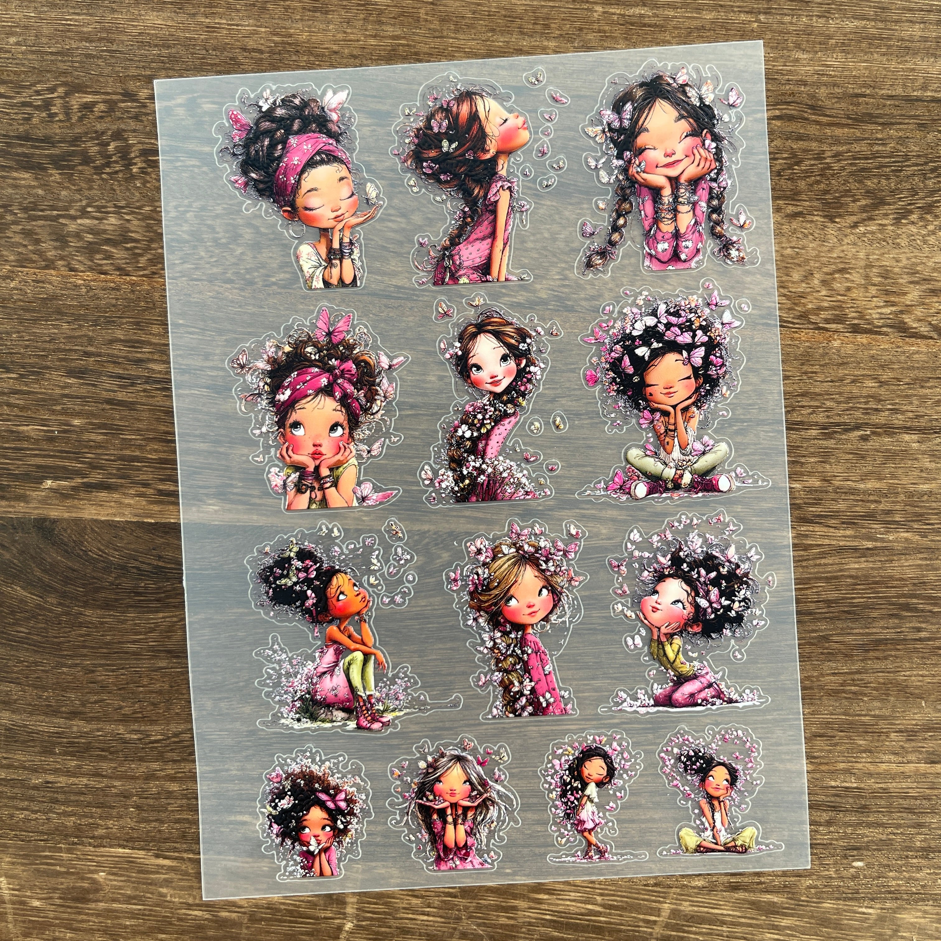 3D The Mischievous Butterfly Girl PET Sticker 1 Pcs