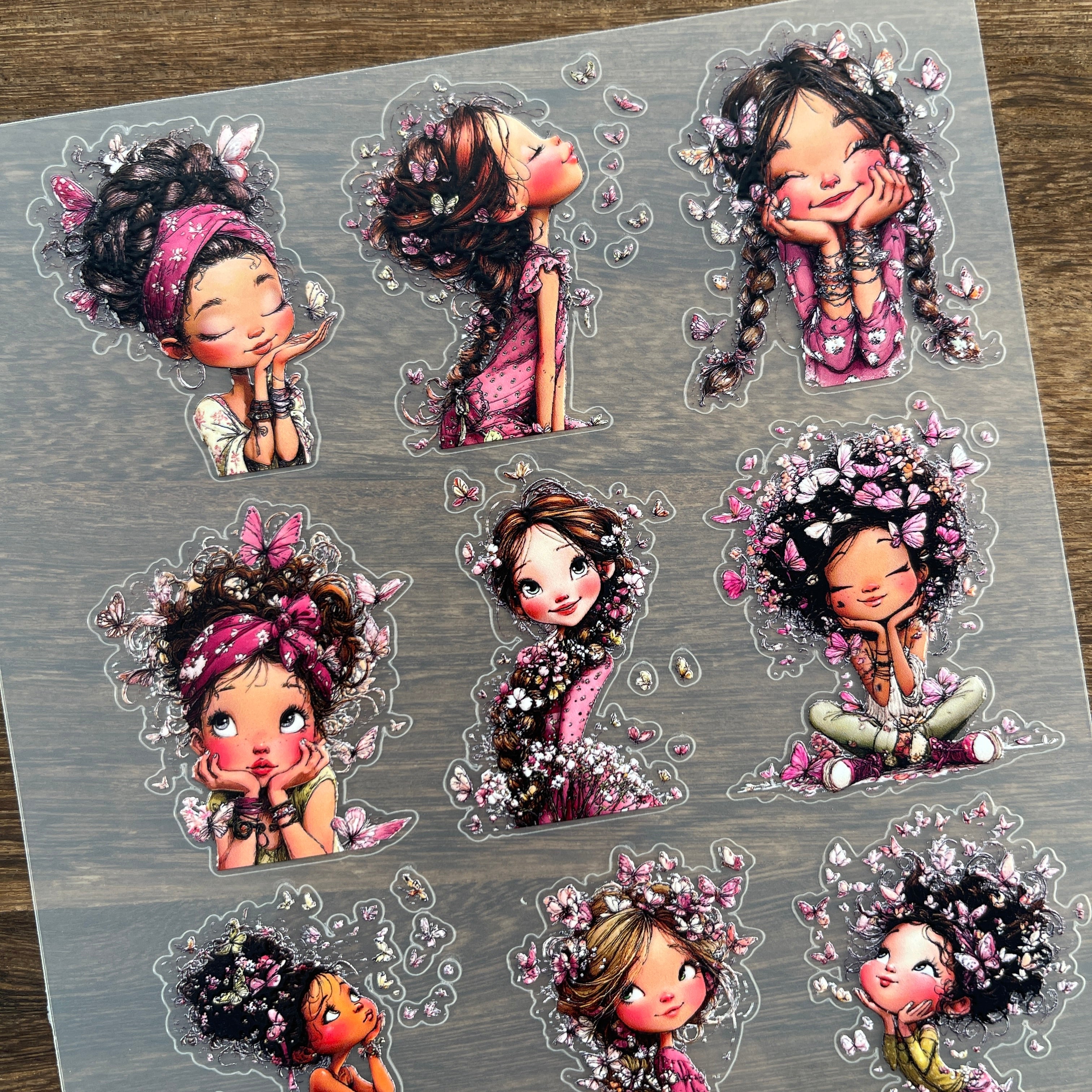 3D The Mischievous Butterfly Girl PET Sticker 1 Pcs