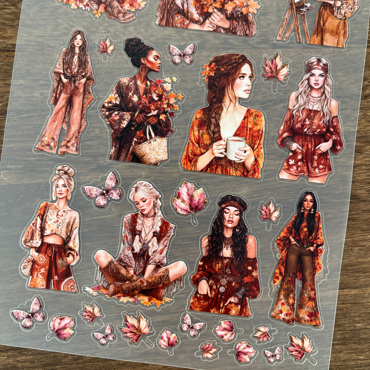 3D Boho Girl PET Sticker 1 Pcs