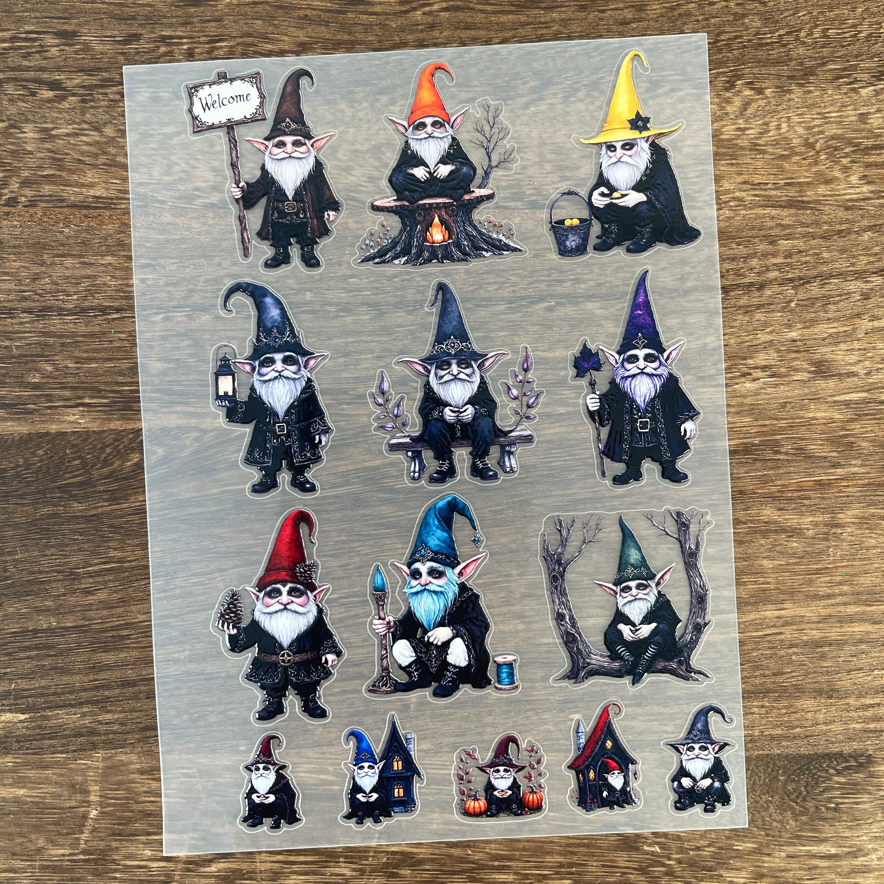 3D Wizard Gnome PET Sticker 1 Pcs