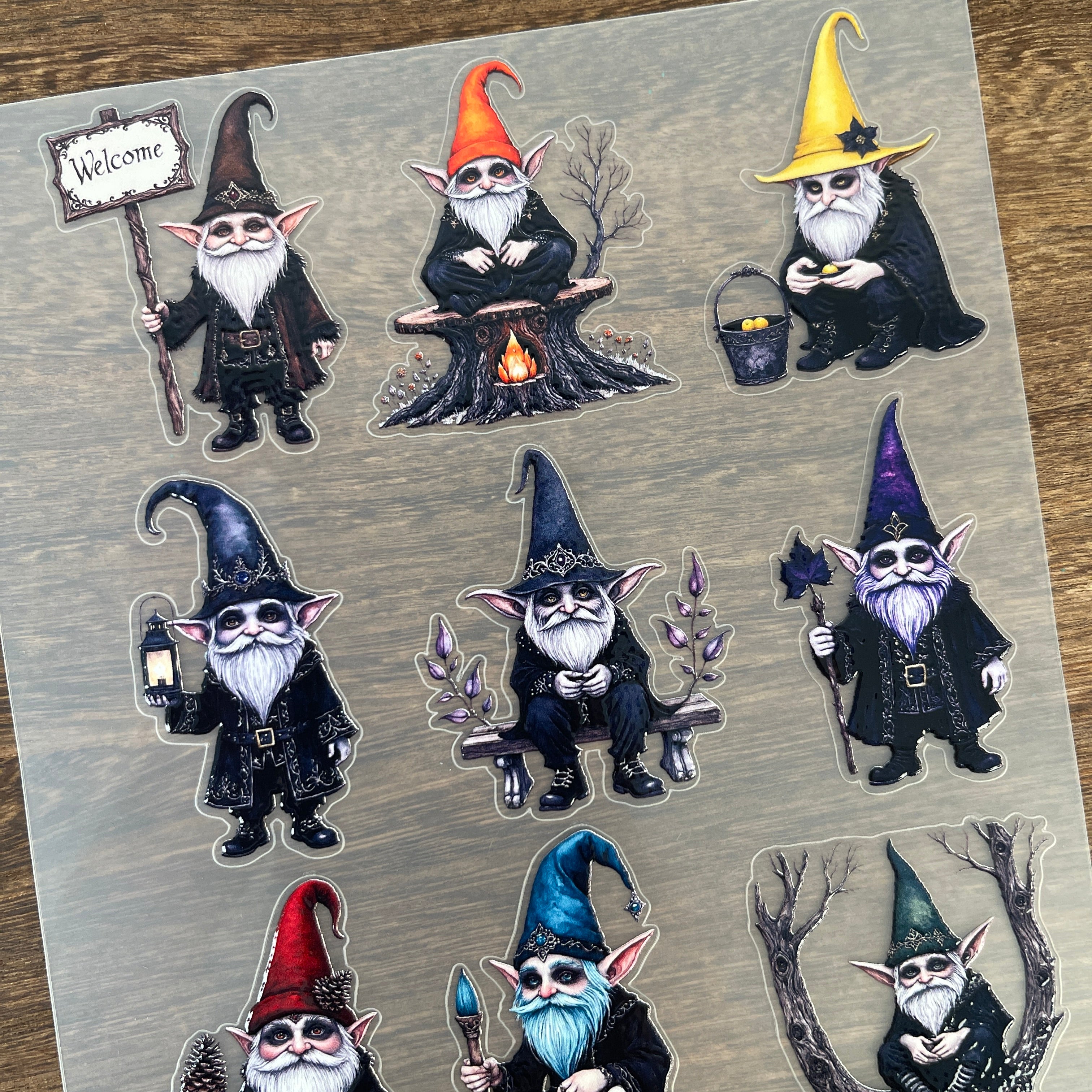 3D Wizard Gnome PET Sticker 1 Pcs