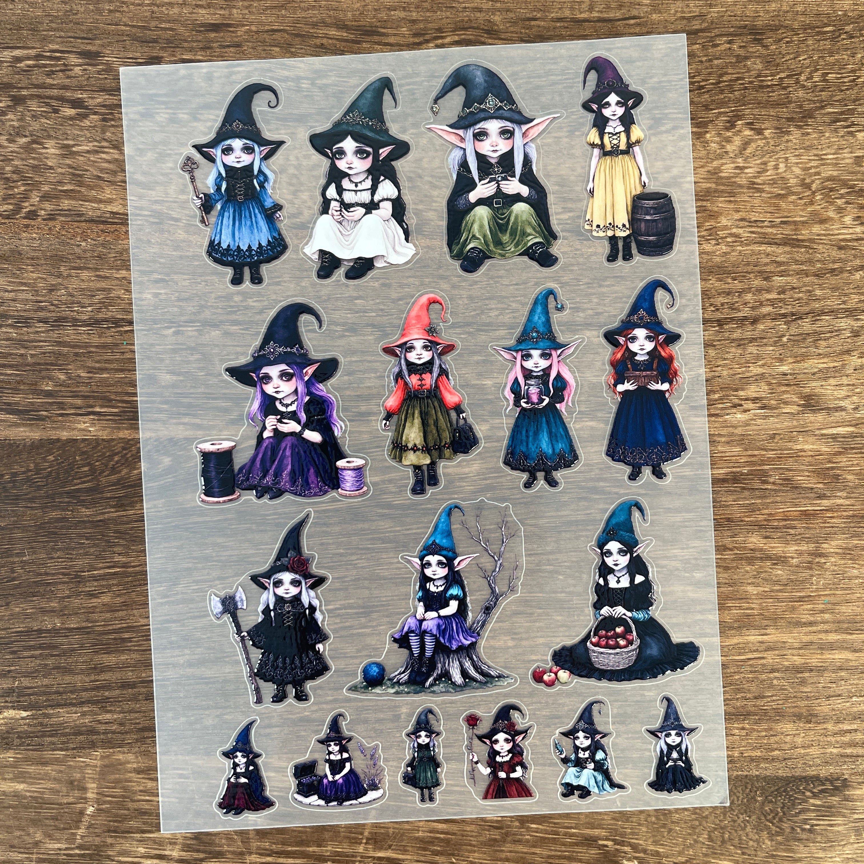 3D Witch Gnome girl PET Sticker 1 Pcs