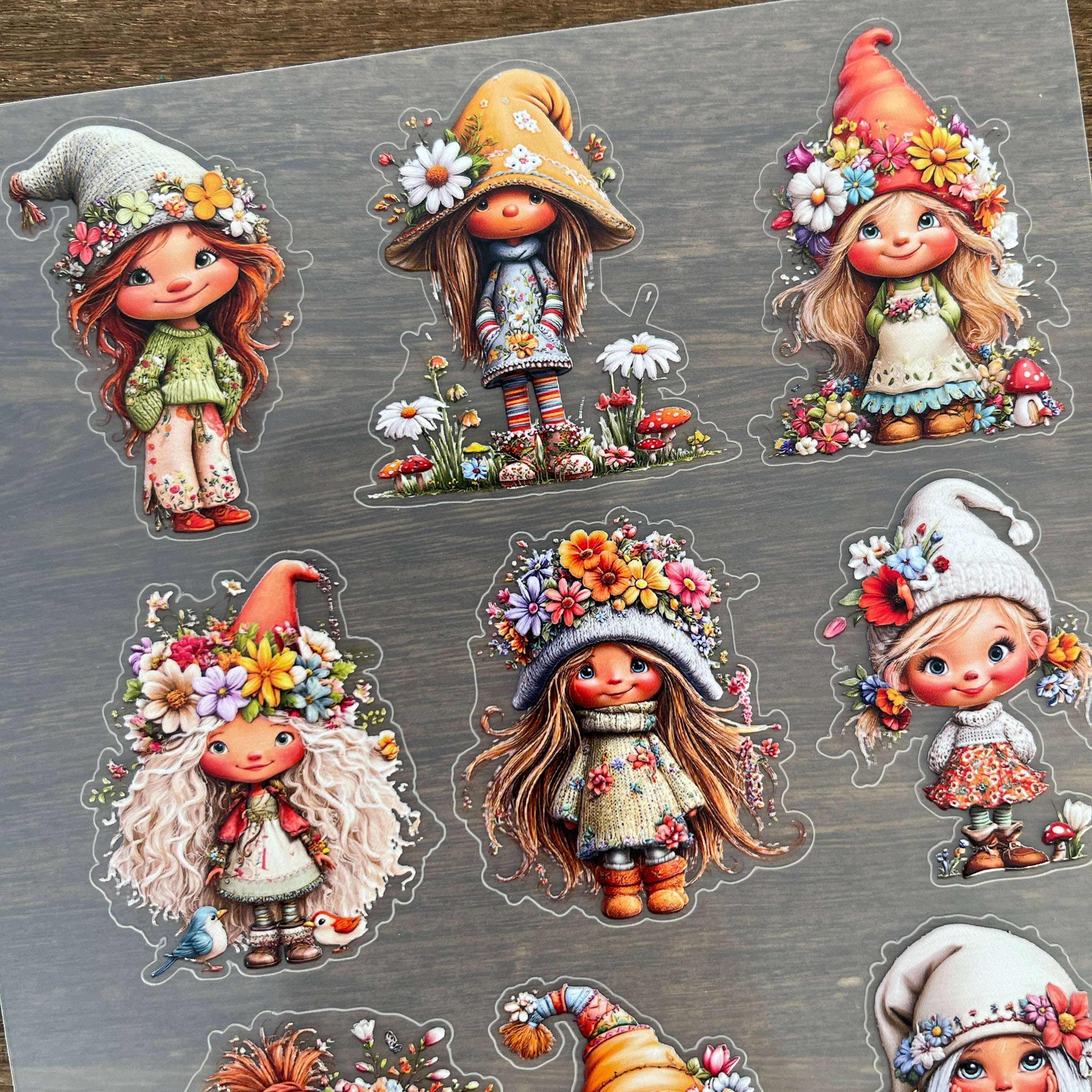 3D Gnome Girl PET Sticker 1 Pcs