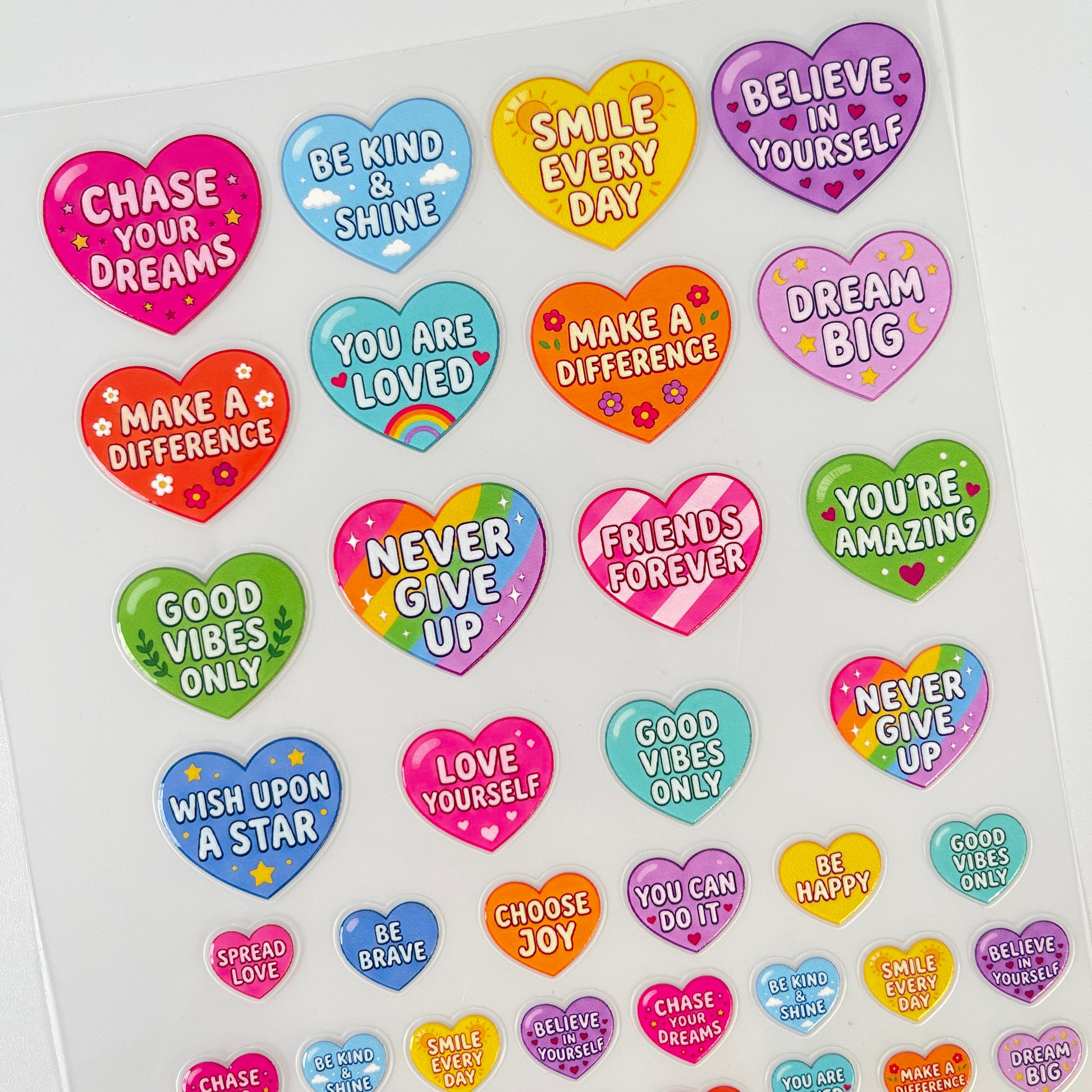 3D Positive Energy & Love label PET Sticker 1 Pcs
