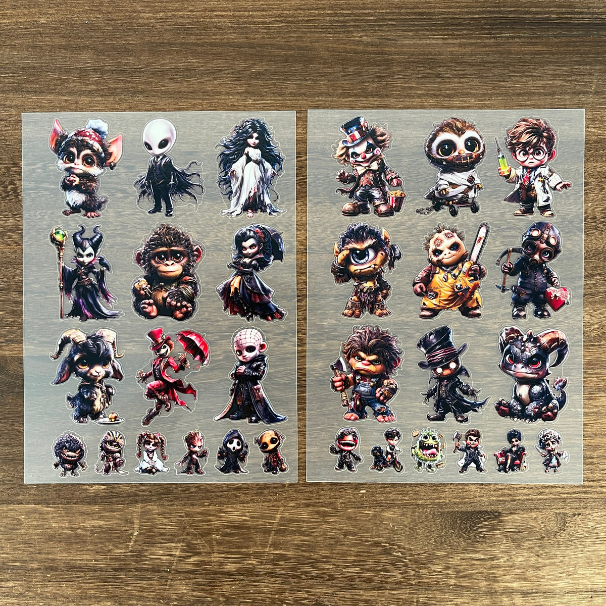 Two more sheets of chibi creepy-cute character stickers